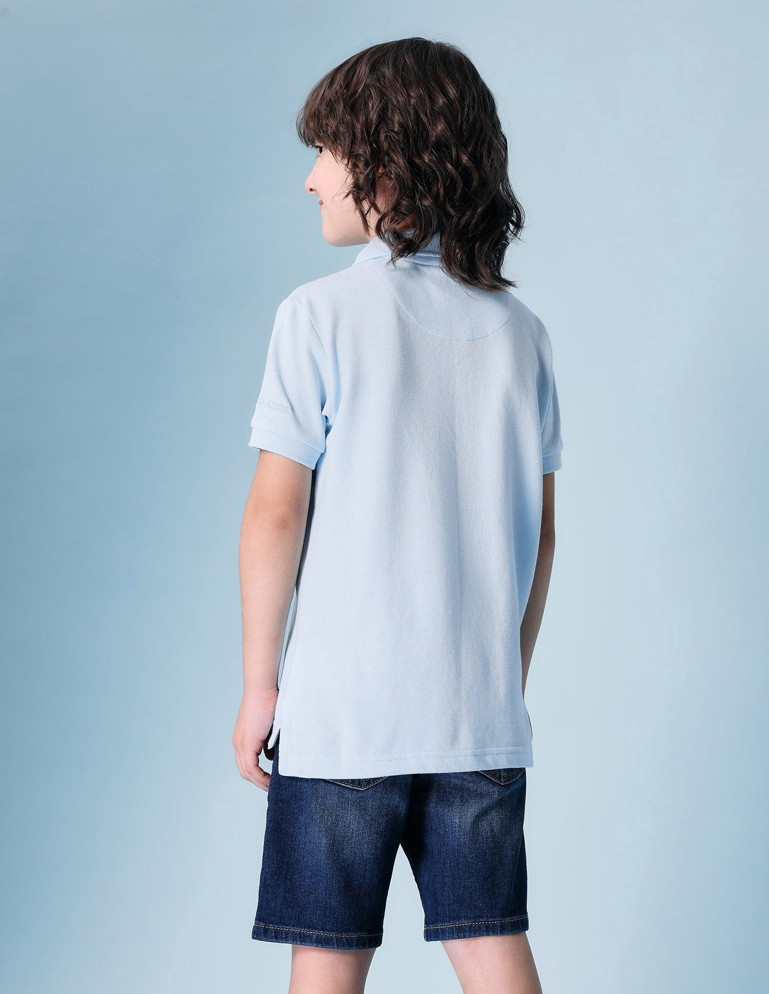 Boys Solid Pure Cotton Polo Shirt Light Blue - U.S. POLO ASSN. | Large
