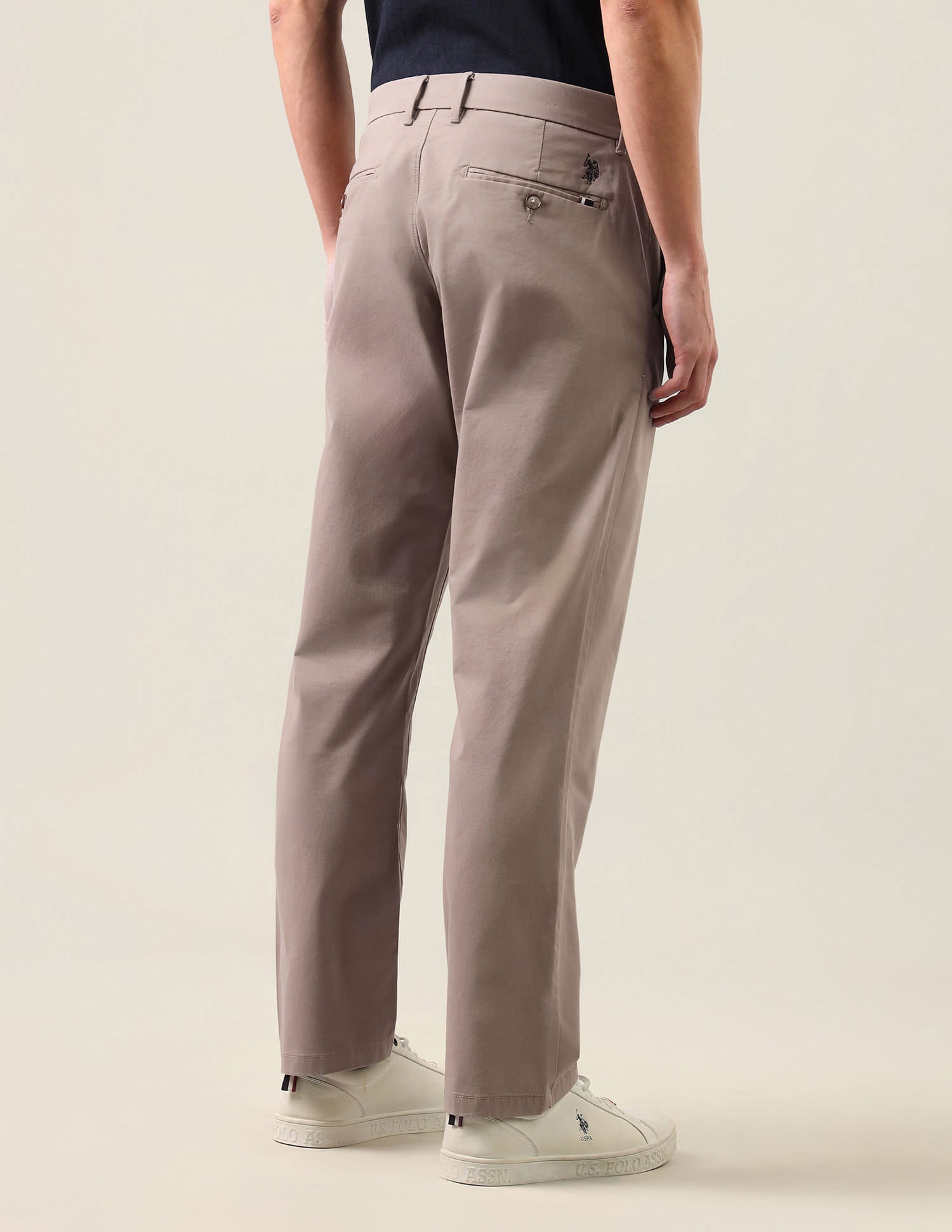 Riley Straight Fit Satin Trousers Grey - U.S. Polo Assn. India | Large