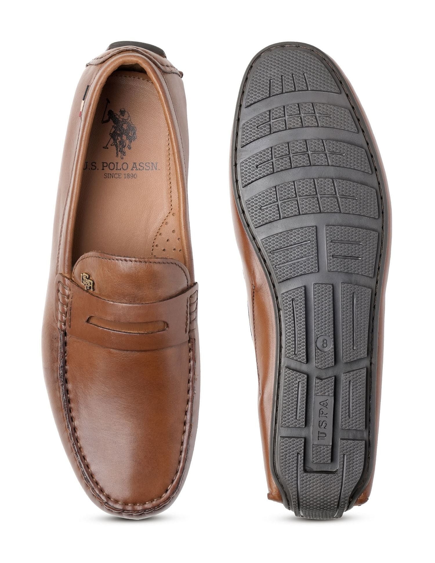 Men Adonis Leather Loafers Tan - U.S. Polo Assn. India | Large