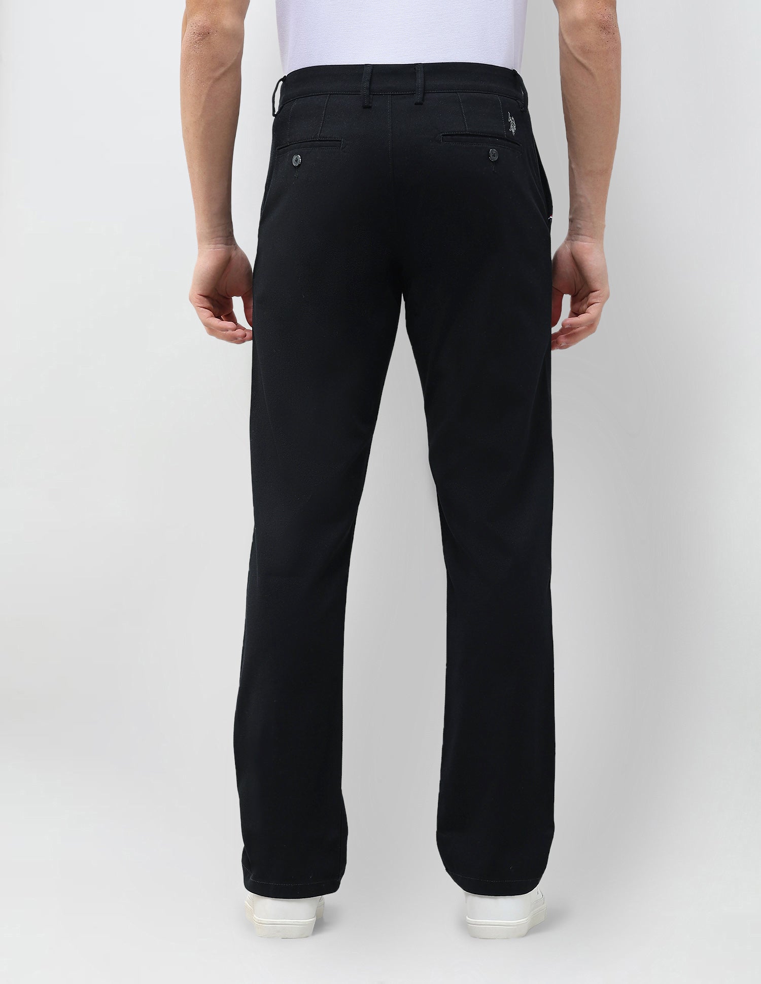 Riley Straight Fit Dobby Trousers Black - U.S. Polo Assn. India | Large