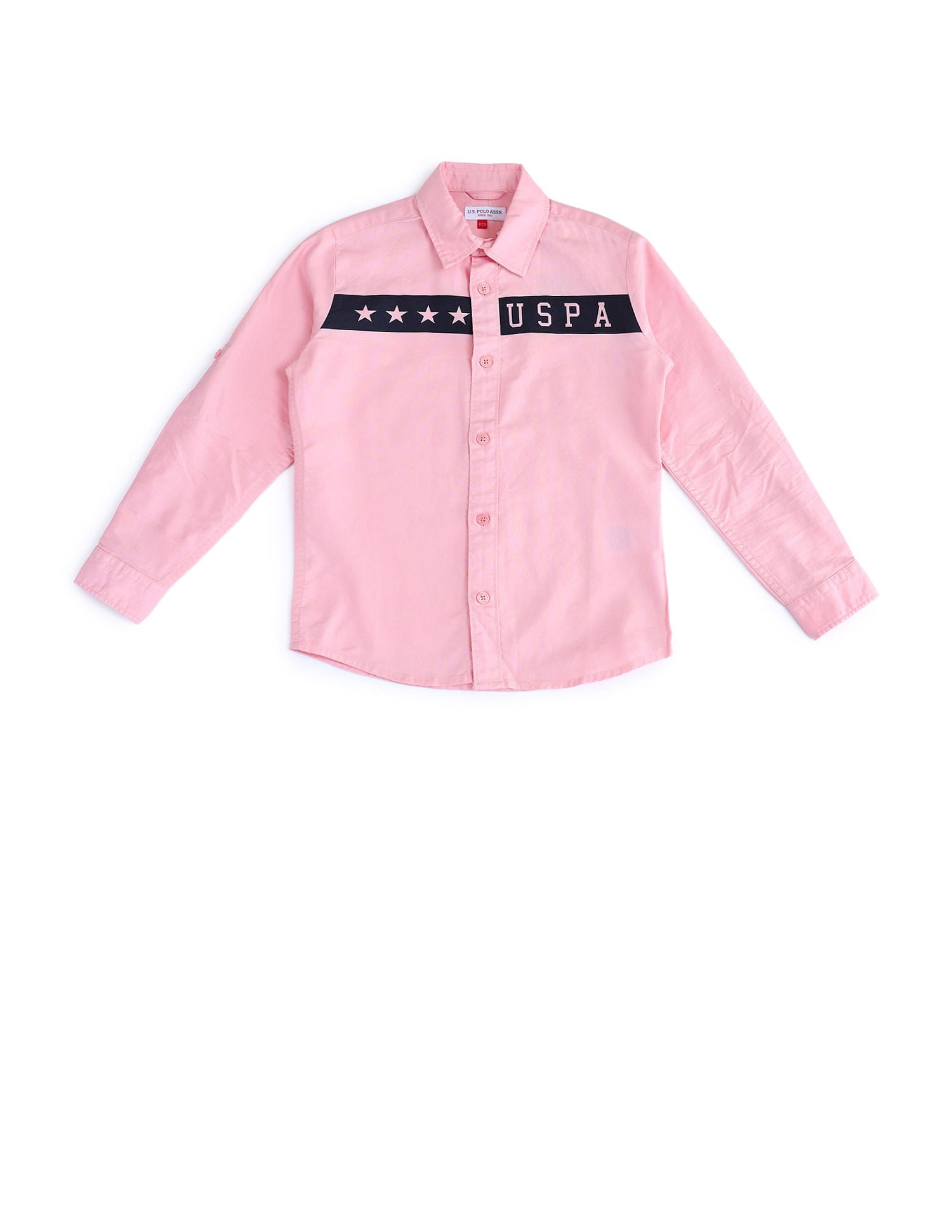 Boys Brand Printed Cotton Shirt Light Pink - U.S. POLO ASSN. | Large