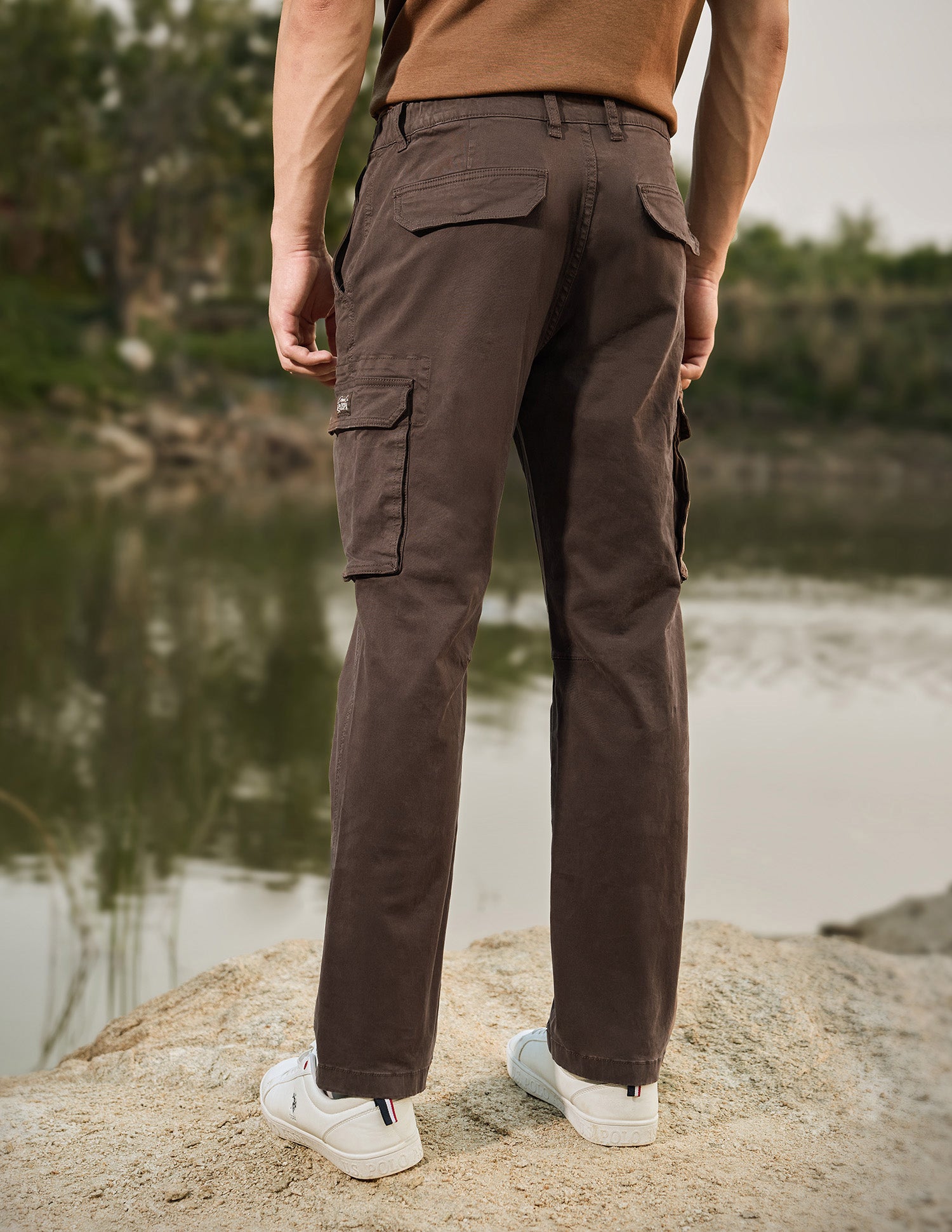 Straight Fit Cargo Trousers Choco Brown - U.S. Polo Assn. India | Large