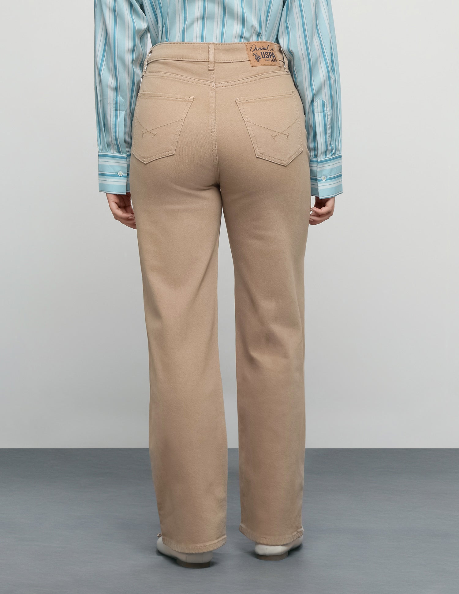High Rise Straight Fit Jeans Beige - U.S. Polo Assn. India | Large
