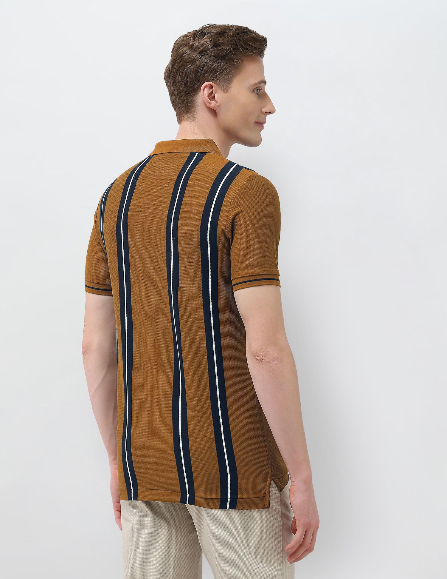 Vertical Striped Sotogrande Slim Fit Polo Shirt Brown - U.S. Polo Assn. India | Large