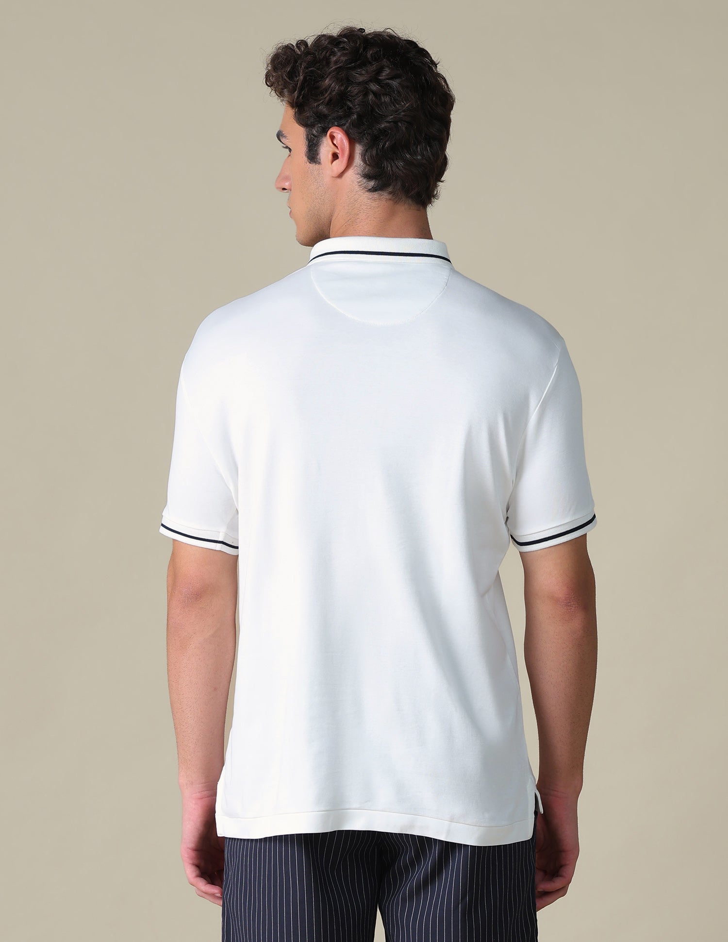 Regular Fit Solid Polo Shirt Ivory - U.S. Polo Assn. India | Large