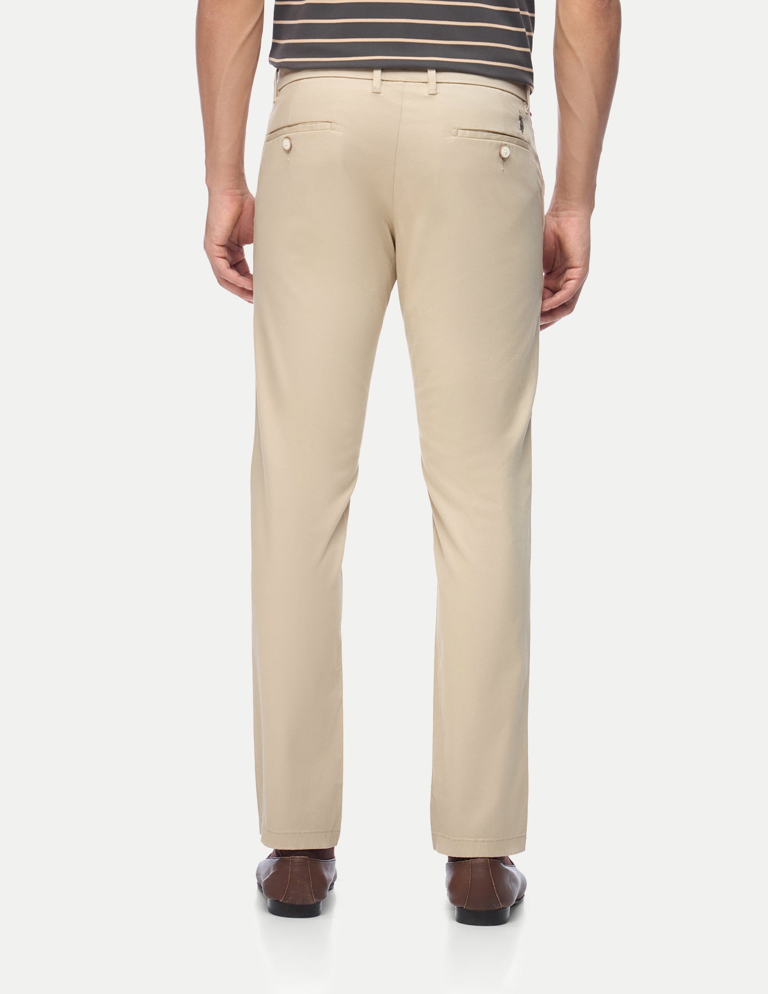 Denver Slim Fit Twill Trousers Beige - U.S. Polo Assn. India | Large