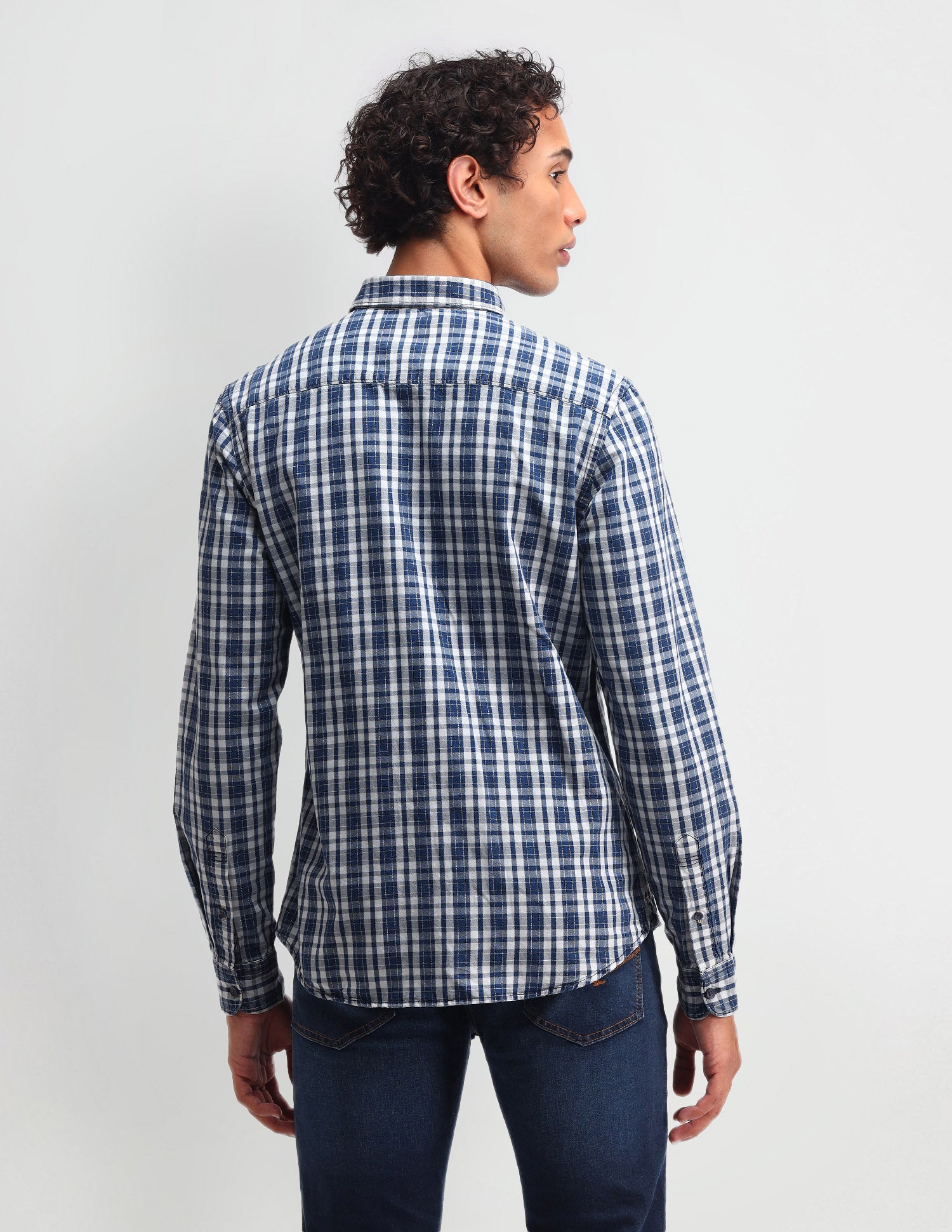 Slim Fit Tartan Checked Shirt Indigo - U.S. Polo Assn. India | Large