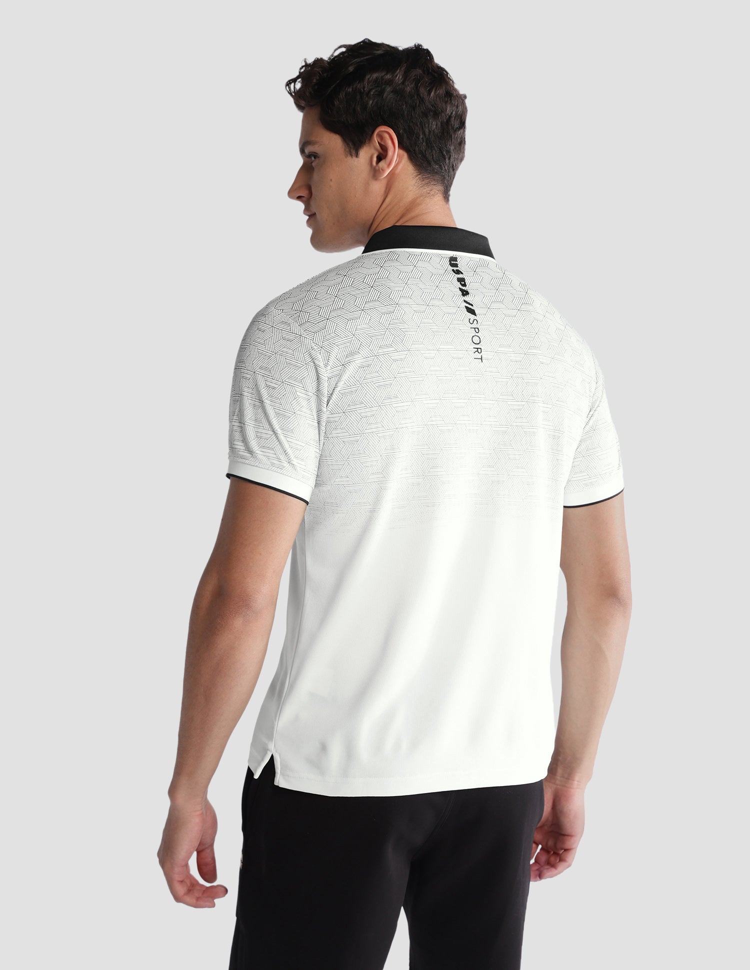 Geometric Printed Regular Fit Active Polo Shirt Grey - U.S. Polo Assn. India | Large