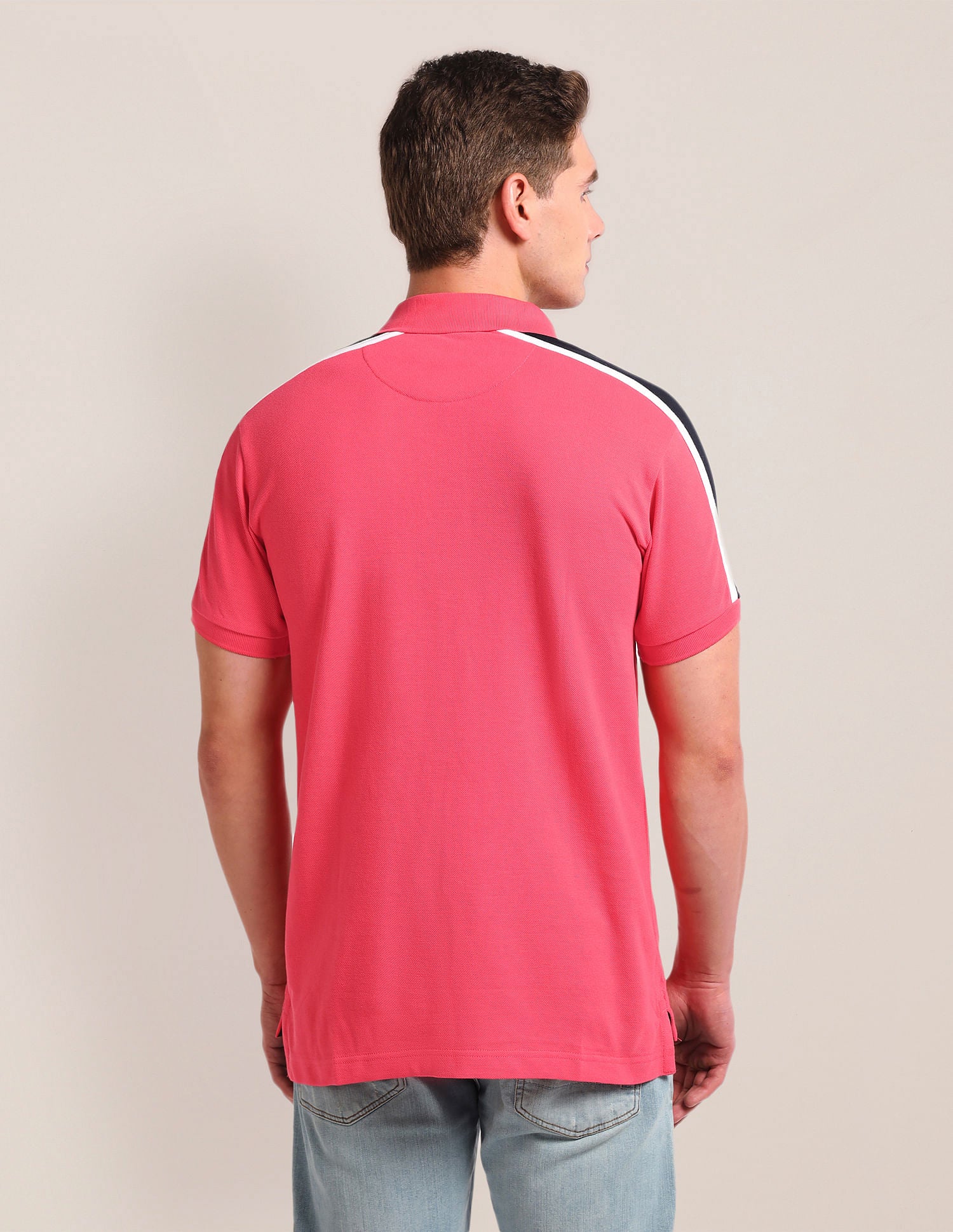 Colour Block Slim Fit Polo Shirt Pink - U.S. Polo Assn. India | Large
