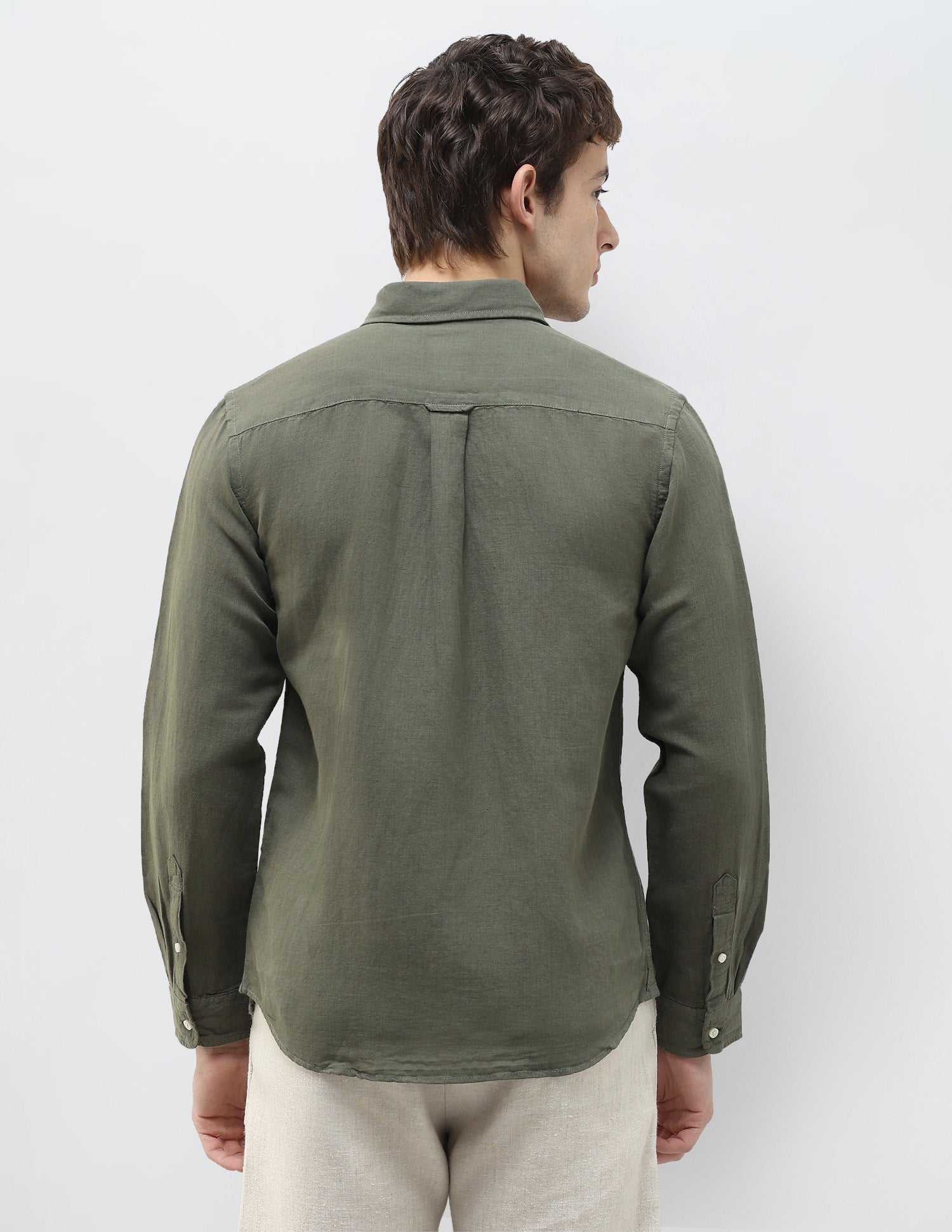 Solid Regular Fit Shirt Olive - U.S. Polo Assn. India | Large