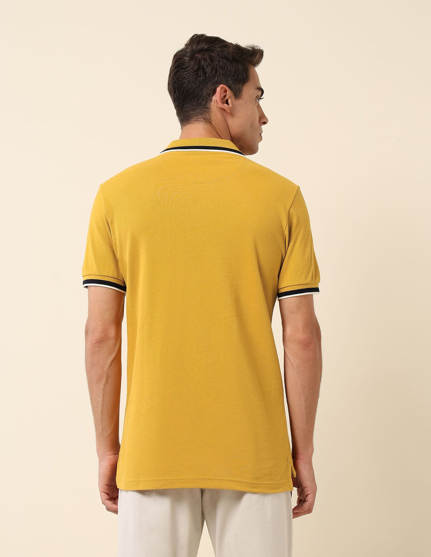 Slim Fit Solid Polo Shirt Yellow - U.S. Polo Assn. India | Large