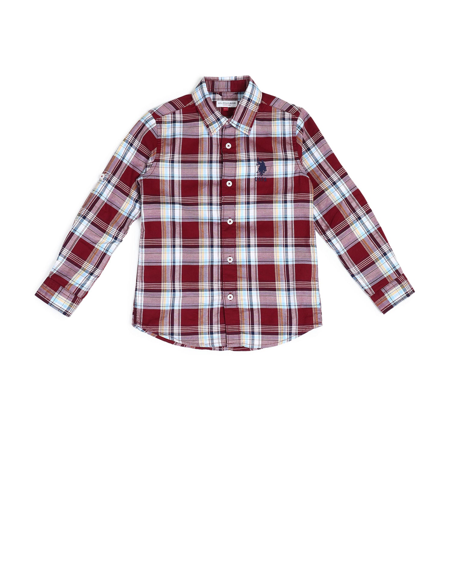 Dobby Regular Fit Checked Shirt Me. Red - U.S. POLO ASSN. | Large