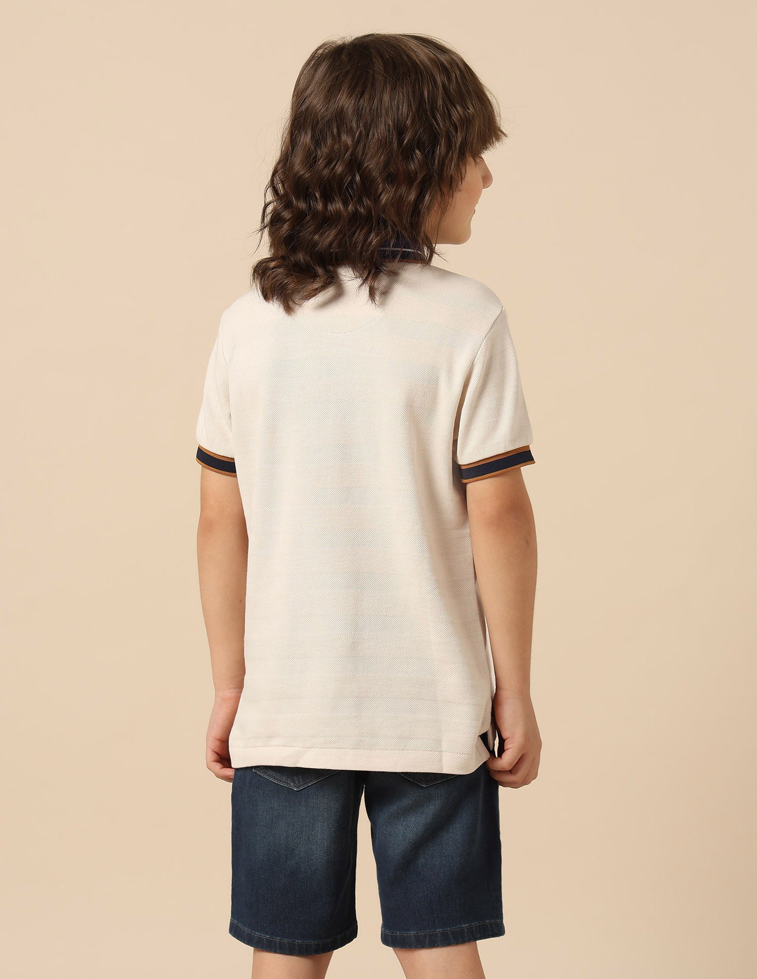 Boys Textured Pure Cotton Polo Shirt Ecru - U.S. POLO ASSN. | Large