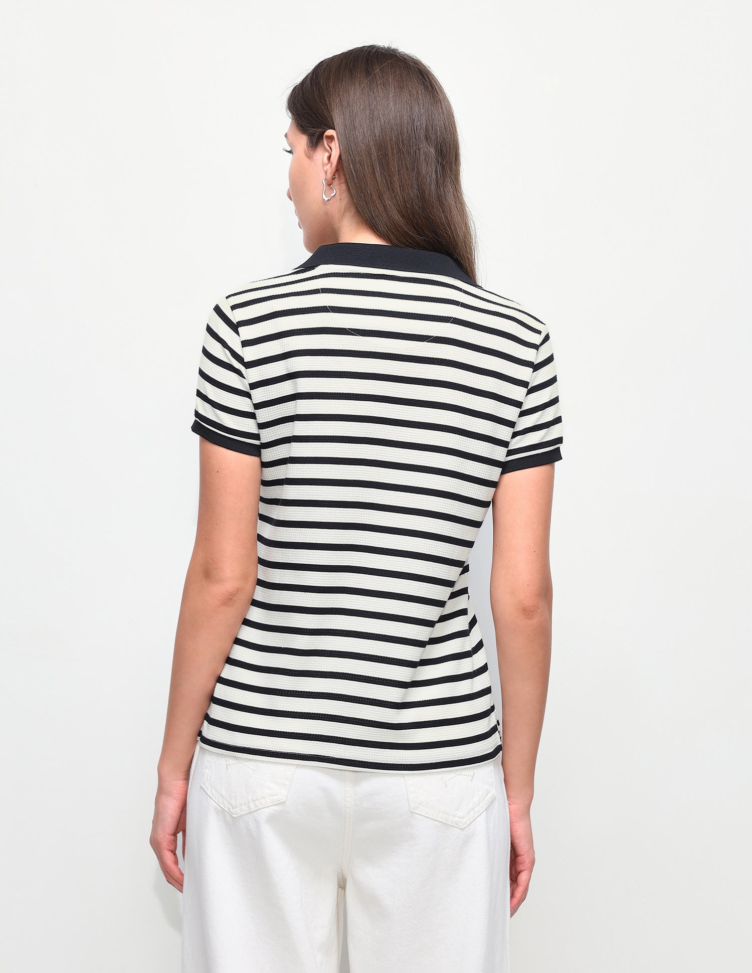 Self Design Horizontal Striped Regular Fit T-Shirt Multicolour - U.S. Polo Assn. India | Large