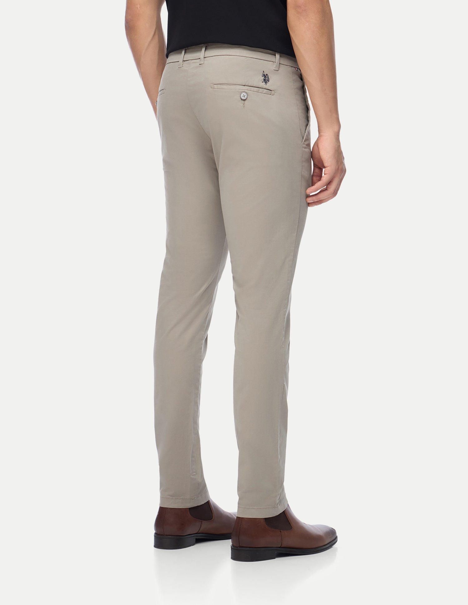Denver Slim Fit Twill Trousers Light Khaki - U.S. Polo Assn. India | Large