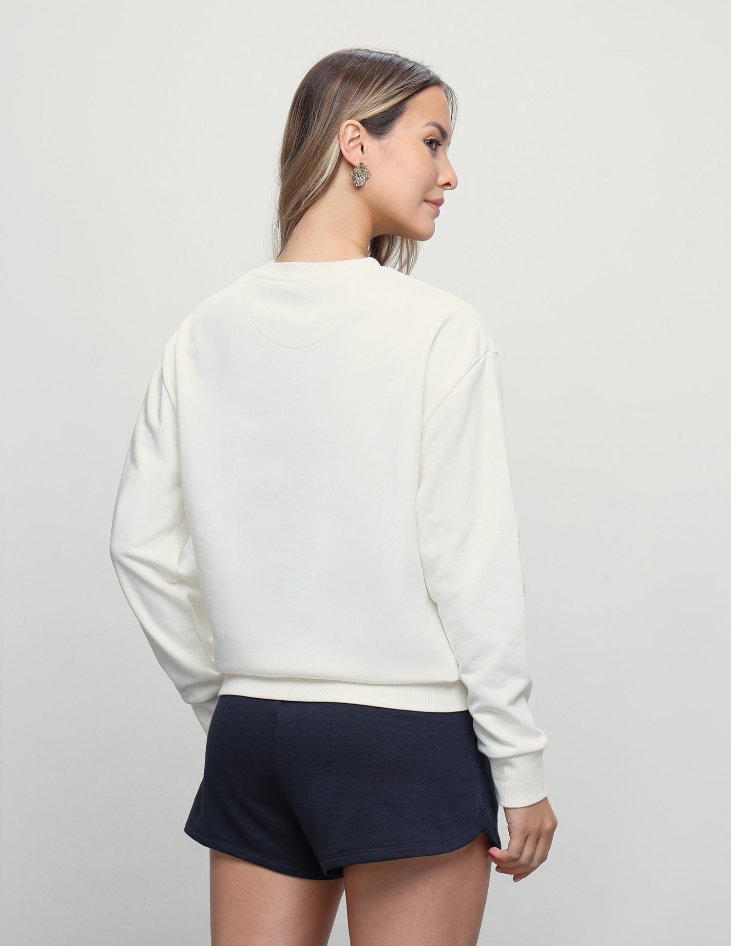 Graphic Brand Printed Relaxed Fit Sweatshirt Off White - U.S. Polo Assn. India | Large