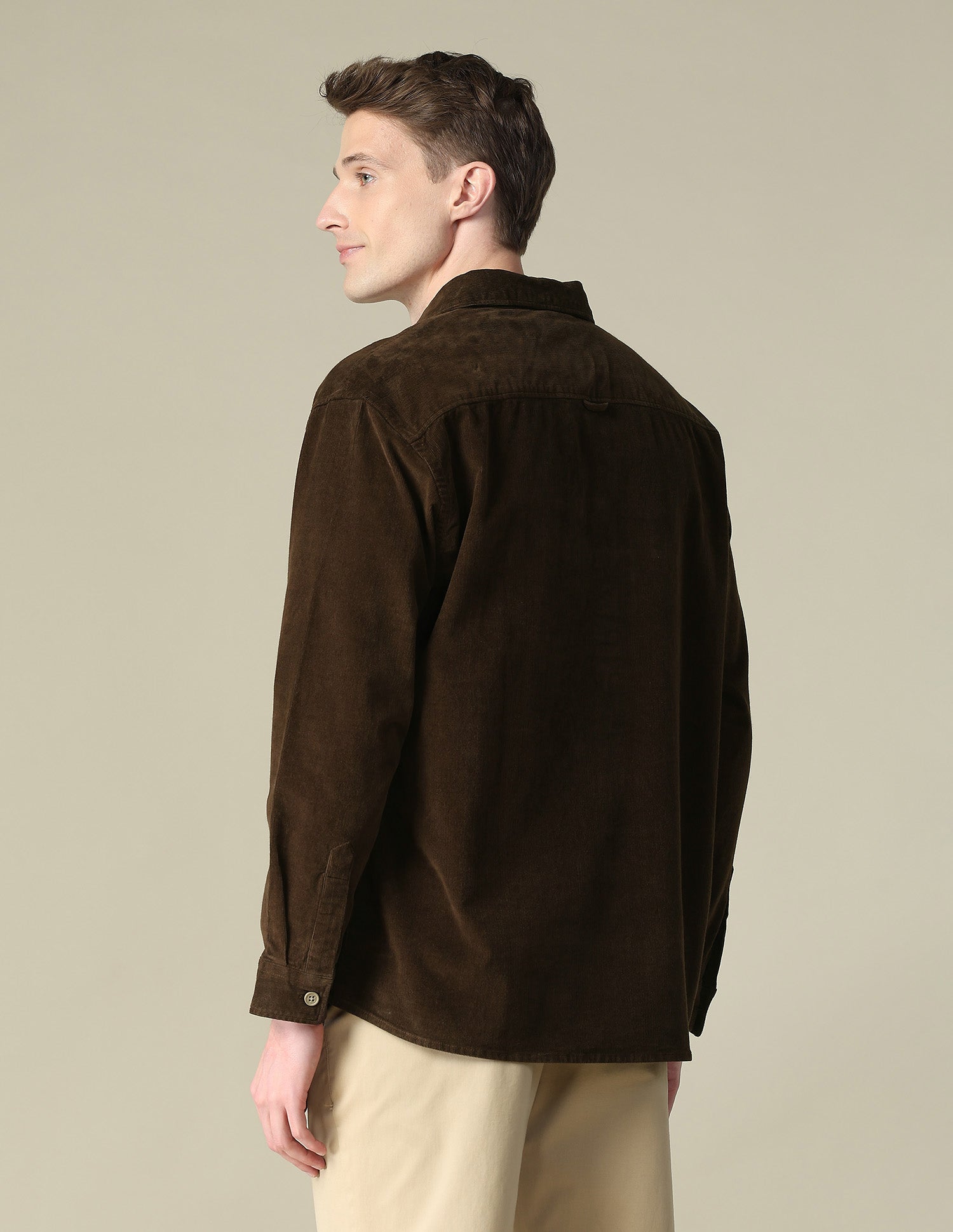 Corduroy Regular Fit Shacket Dark Brown - U.S. Polo Assn. India | Large