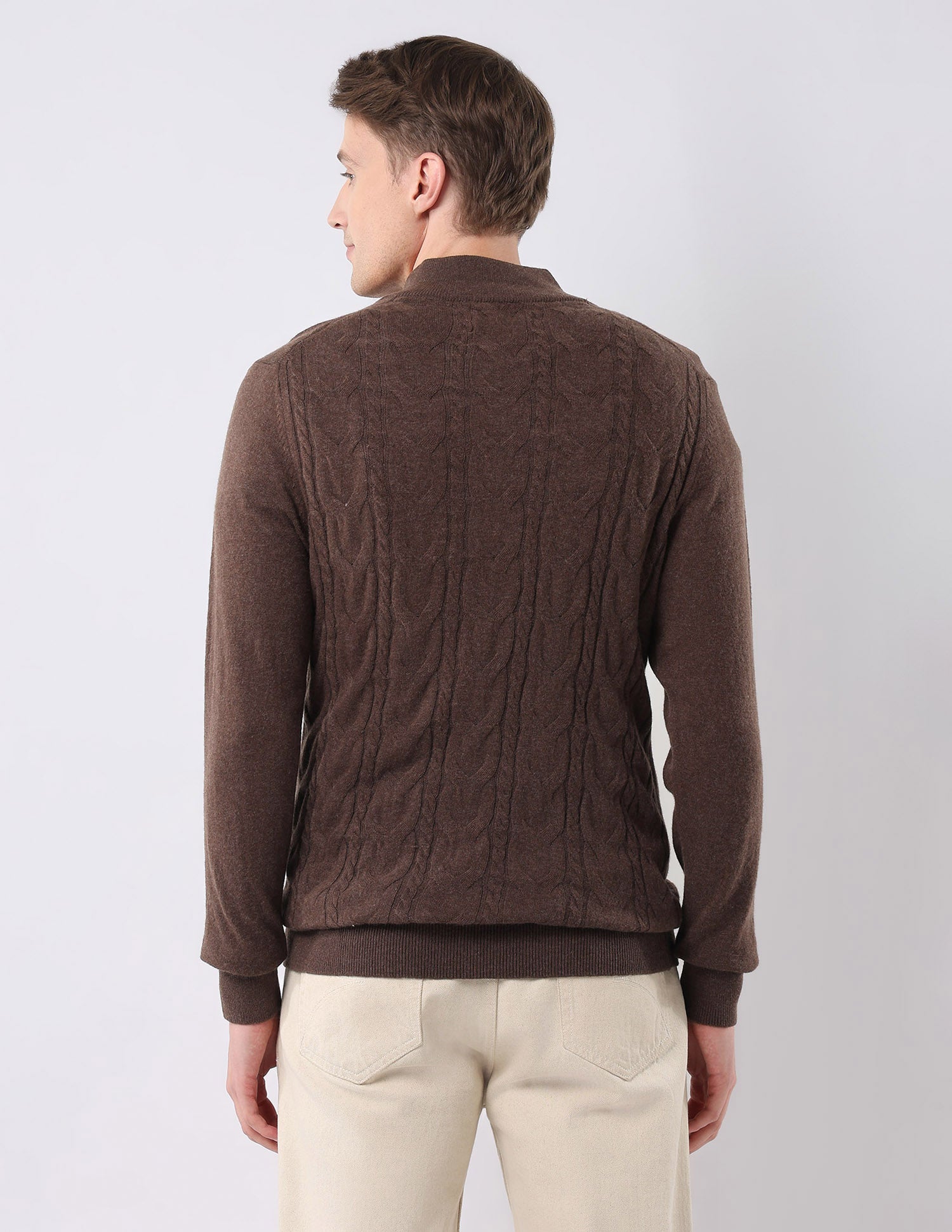 Cable Patterned Knit Regular Fit Sweater Brown - U.S. POLO ASSN. | Large