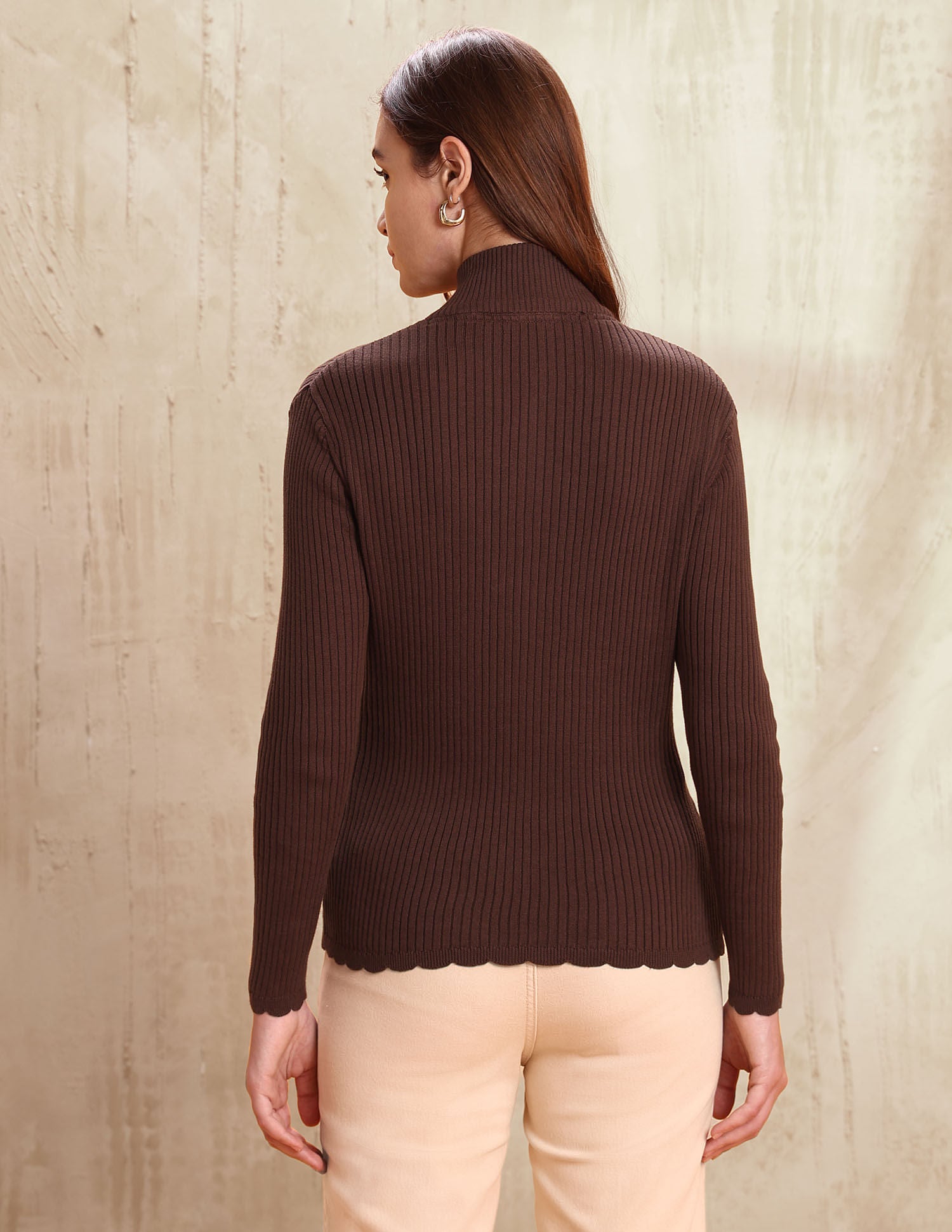 Regular Fit High Neck Sweater Brown - U.S. POLO ASSN. | Large