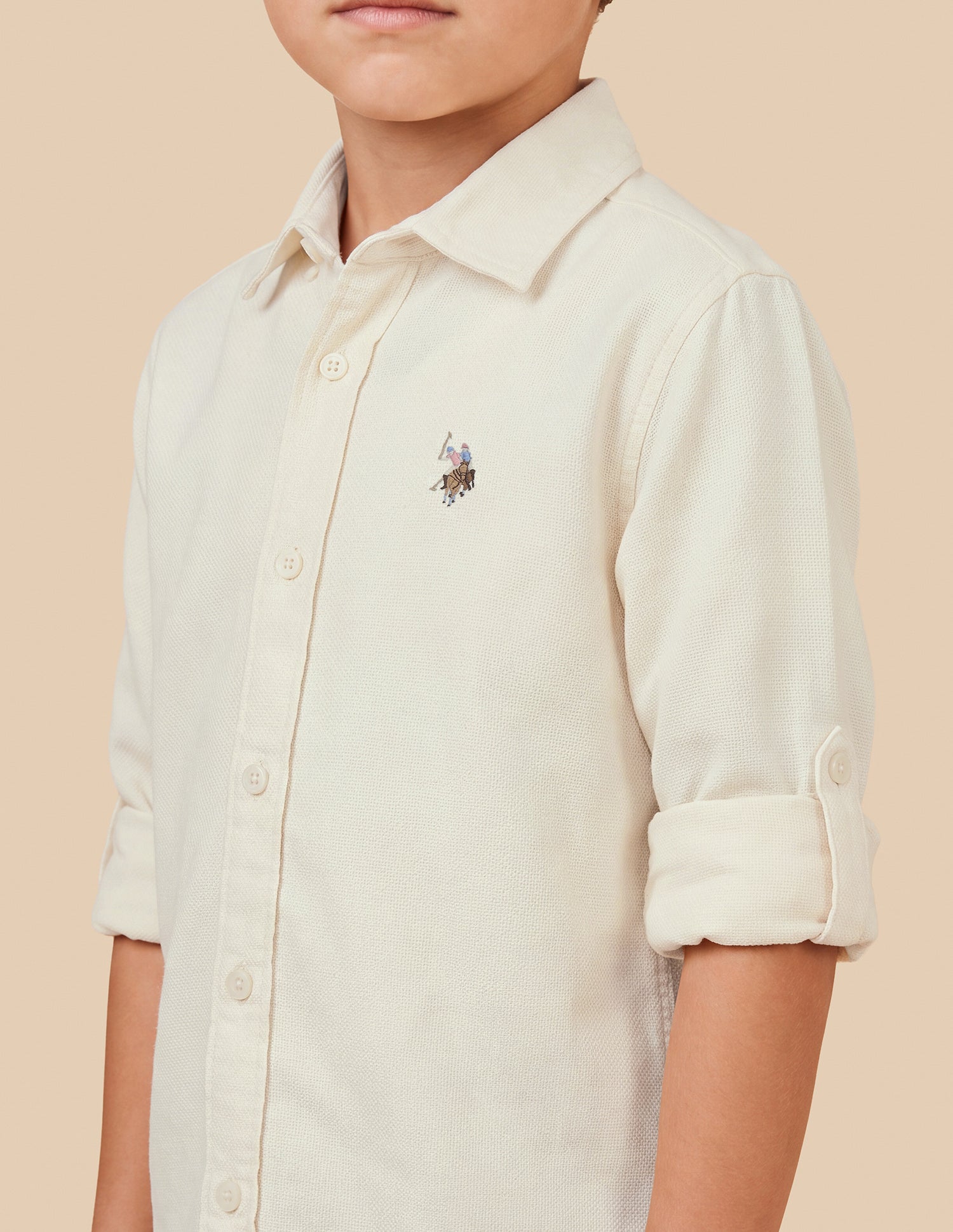 Corduroy Regular Fit Shirt Ivory - U.S. Polo Assn. India | Large