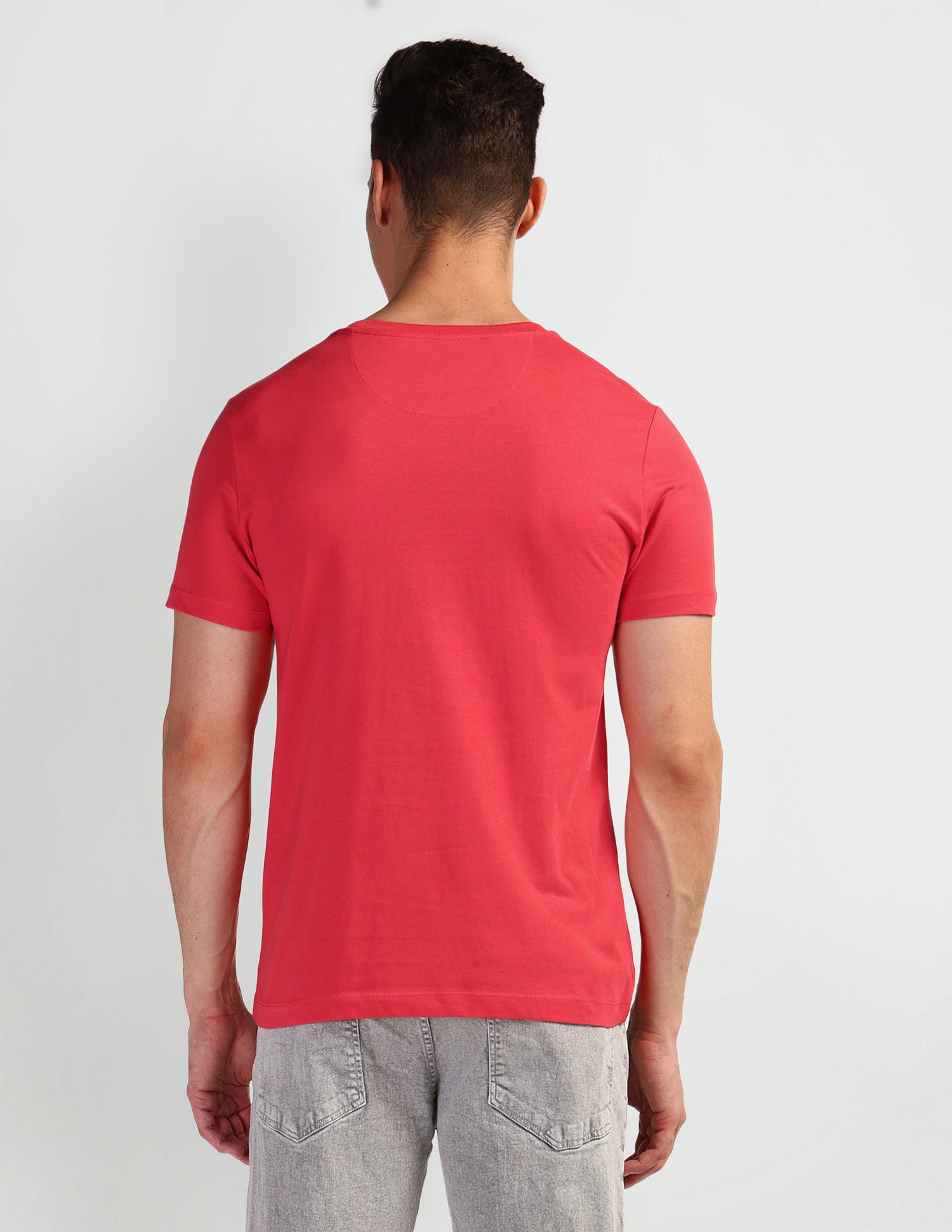 Typographic Print Crew Neck T-Shirt Pink - U.S. Polo Assn. India | Large