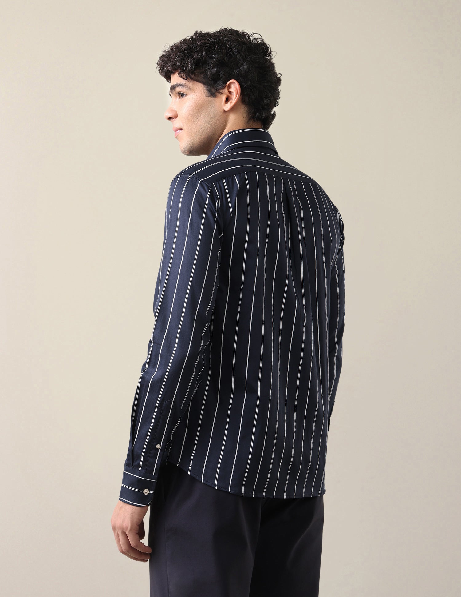 Satin Vertical Striped Shirt Navy - U.S. Polo Assn. India | Large