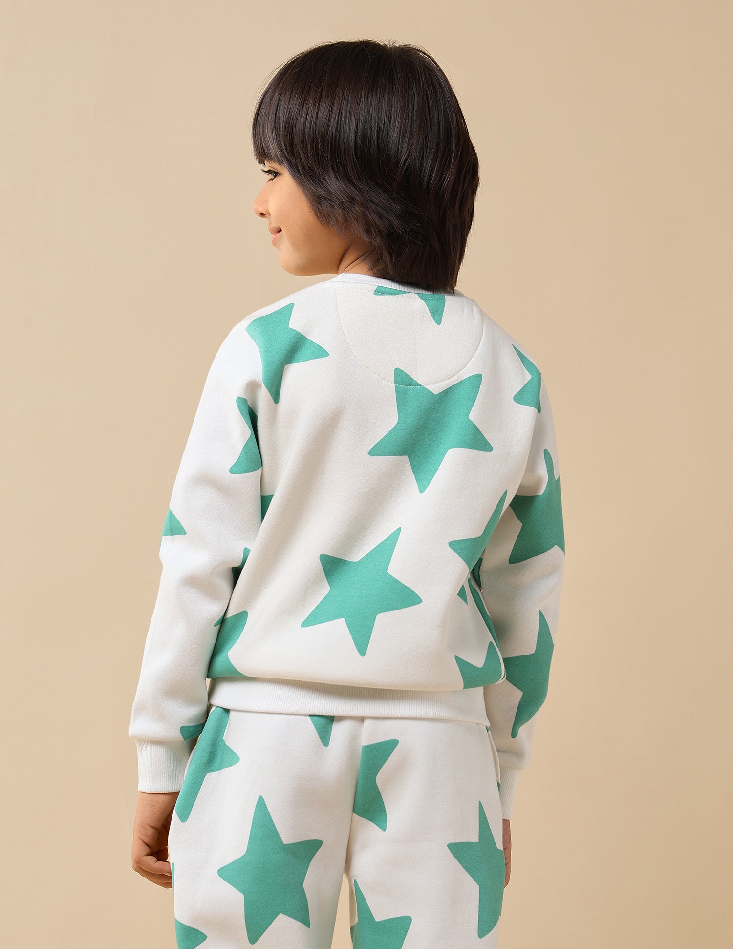 Boys Geometric Starred Regular Fit Sweatshirt Off White - U.S. POLO ASSN. | Large