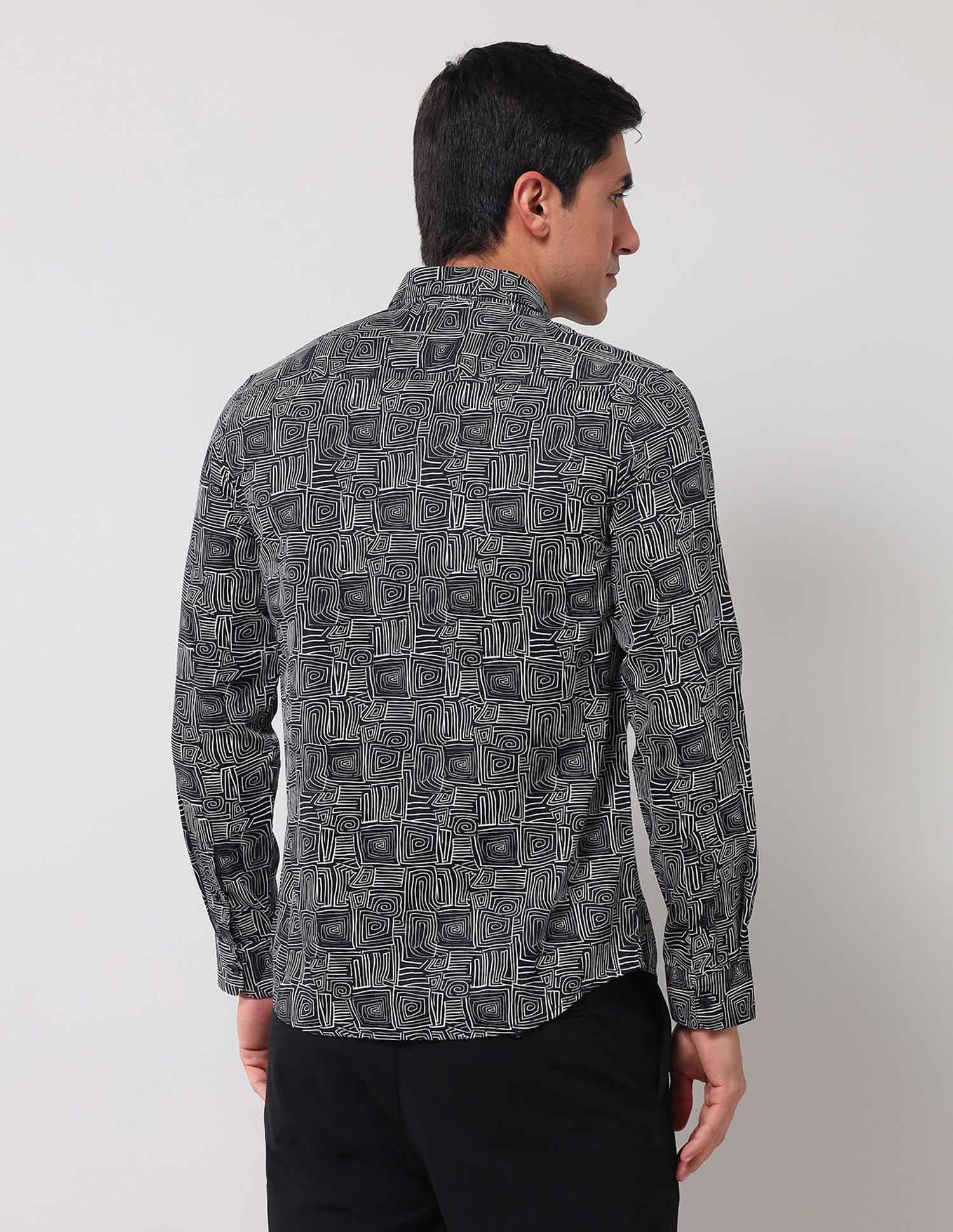 Regular Fit Abstract Shirt Black - U.S. Polo Assn. India | Large