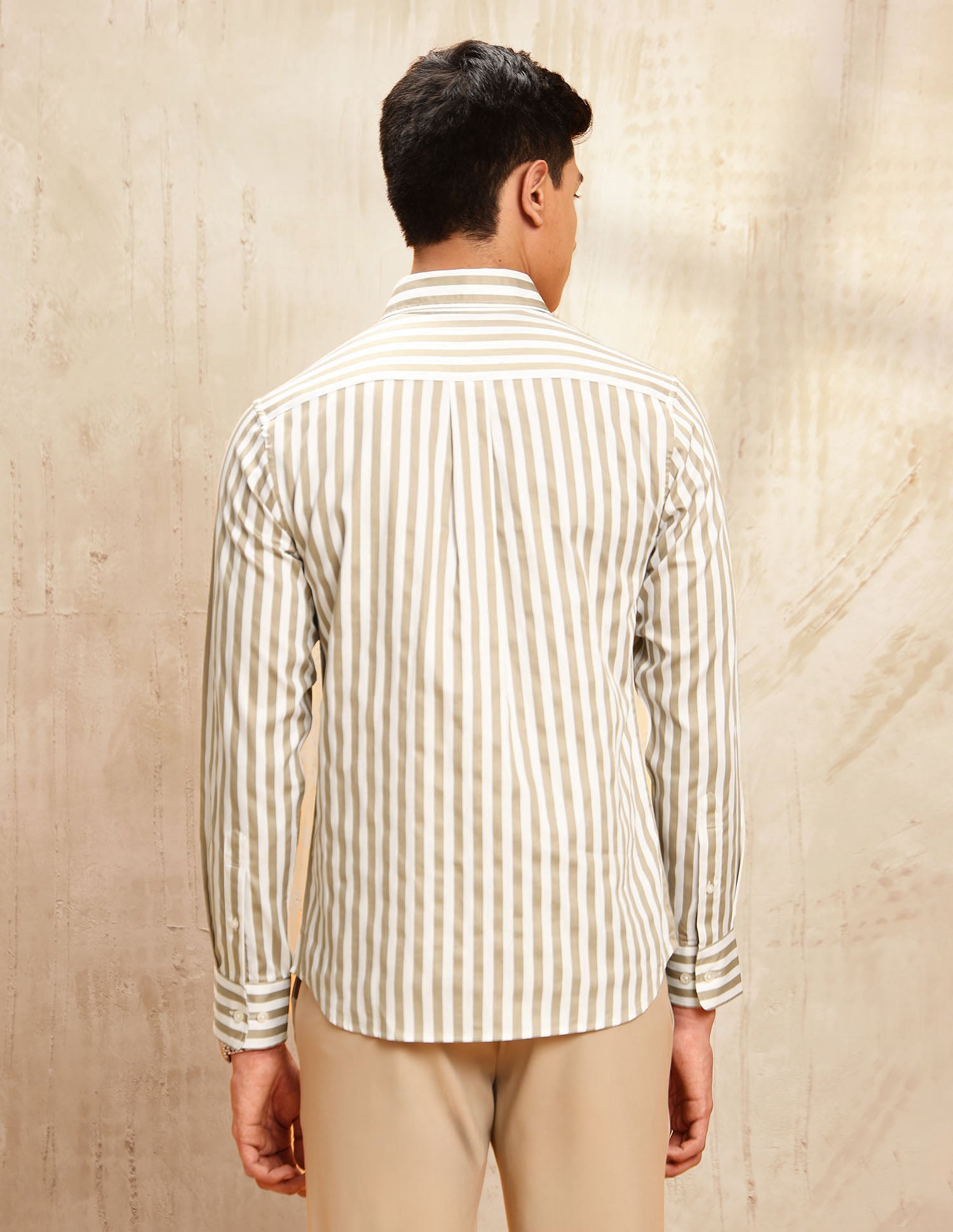 Satin Vertical Striped Shirt Beige - U.S. POLO ASSN. | Large