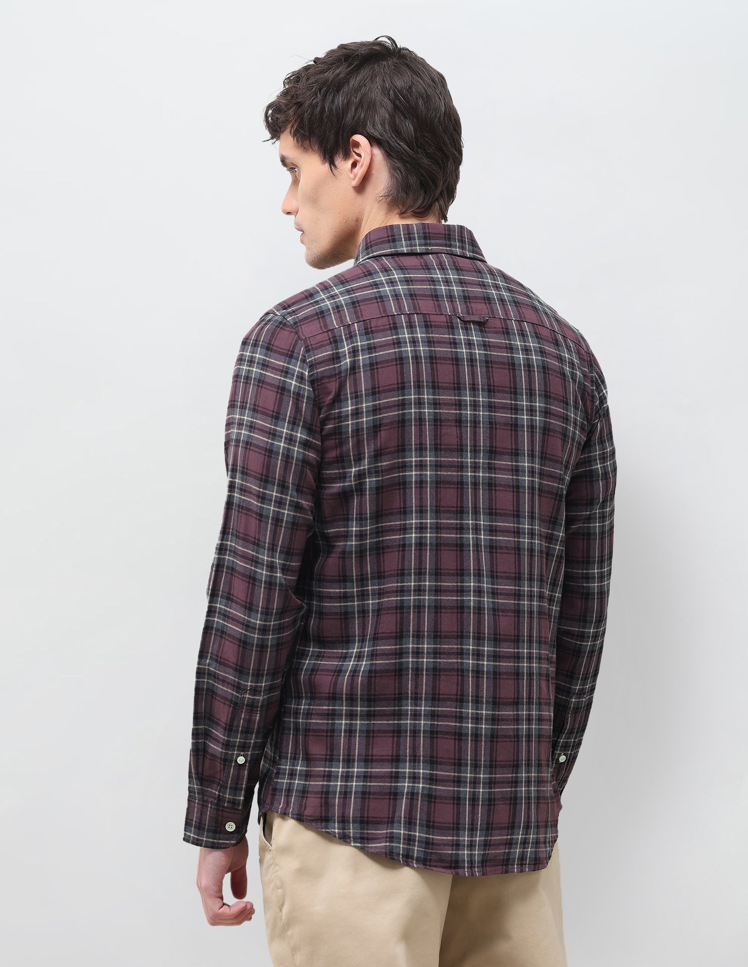Twill Plaid Checked Shirt Maroon - U.S. Polo Assn. India | Large