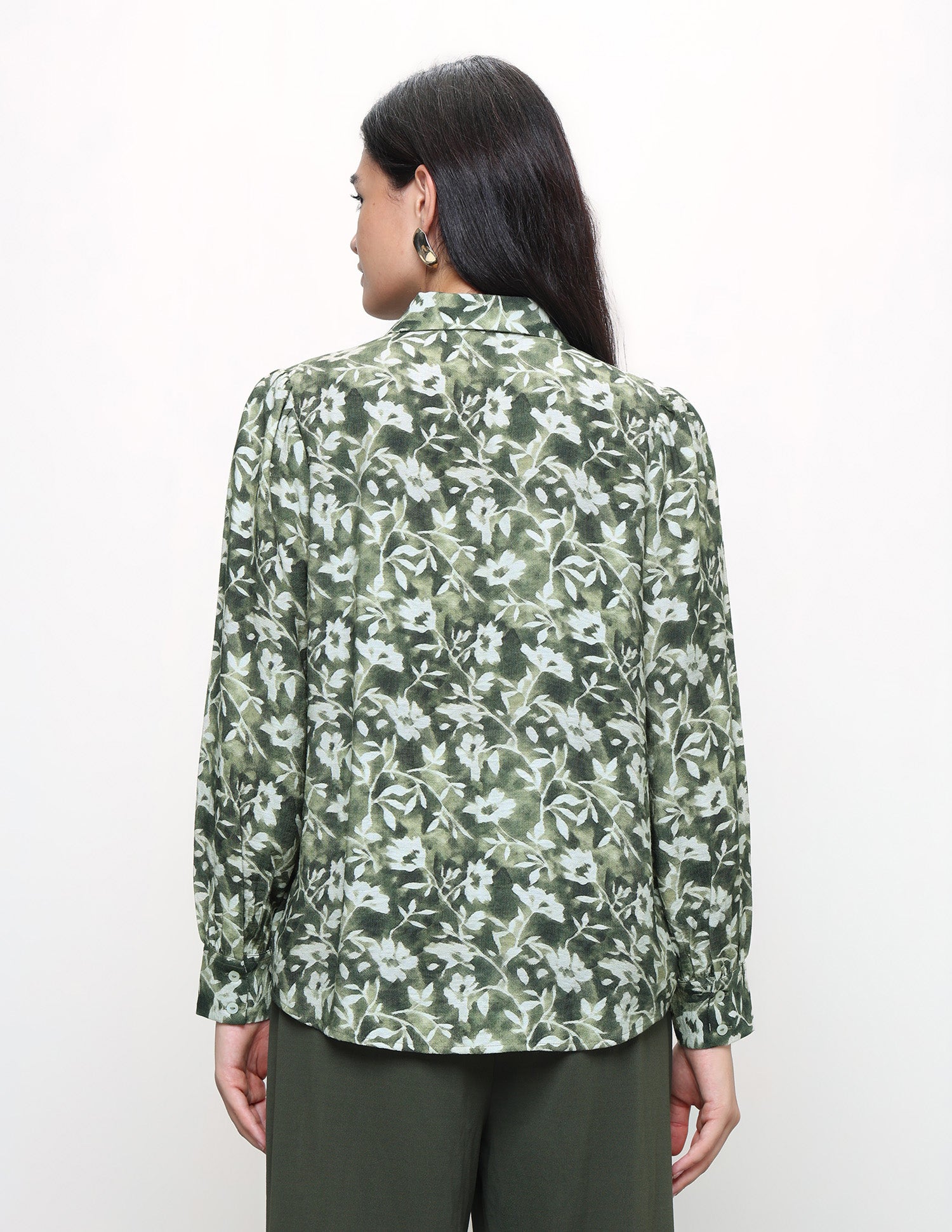 Floral Printed Regular Fit Shirt Olive - U.S. Polo Assn. India | Large