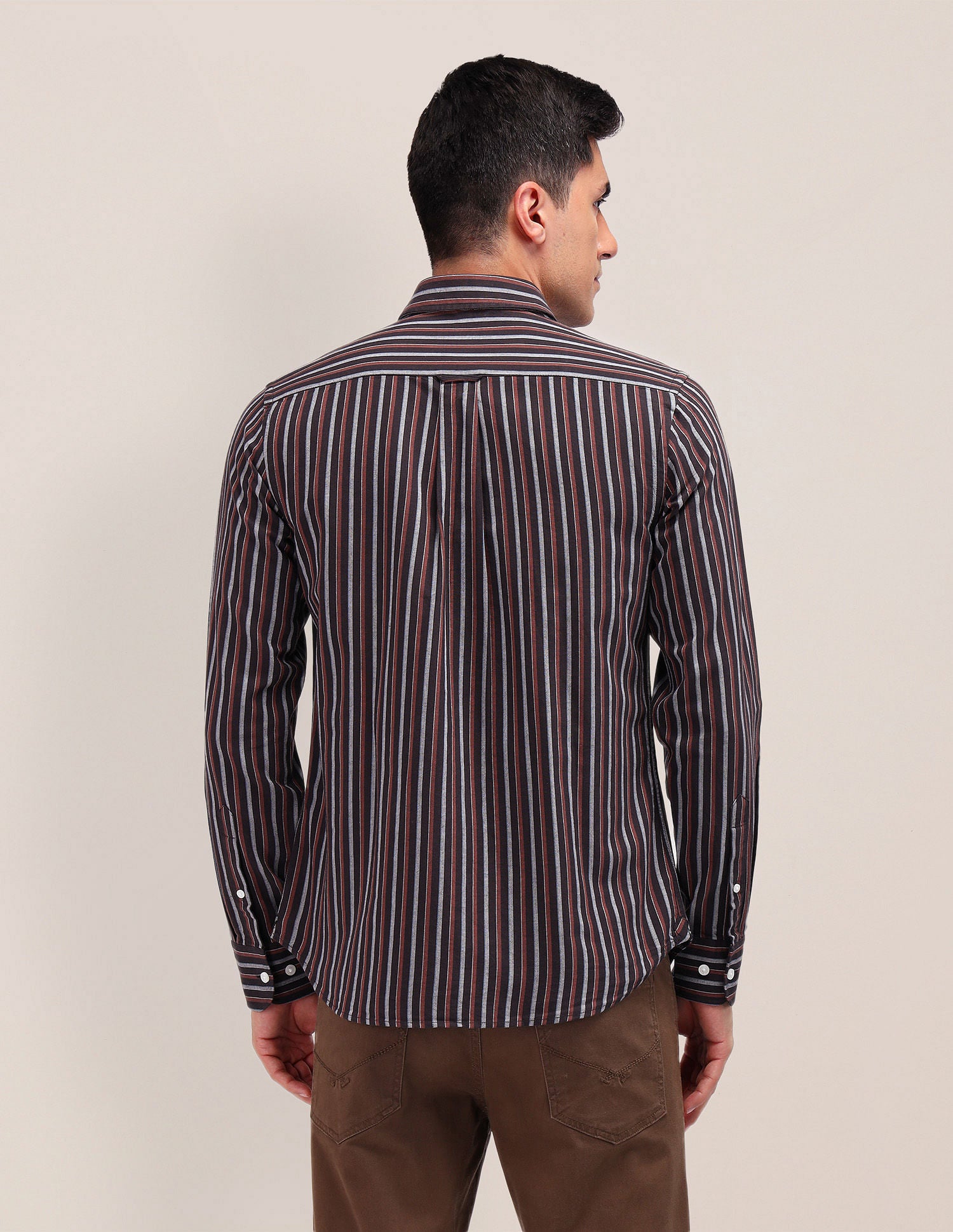 Tailored Fit Pure Cotton Shirt Dark Brown - U.S. Polo Assn. India | Large