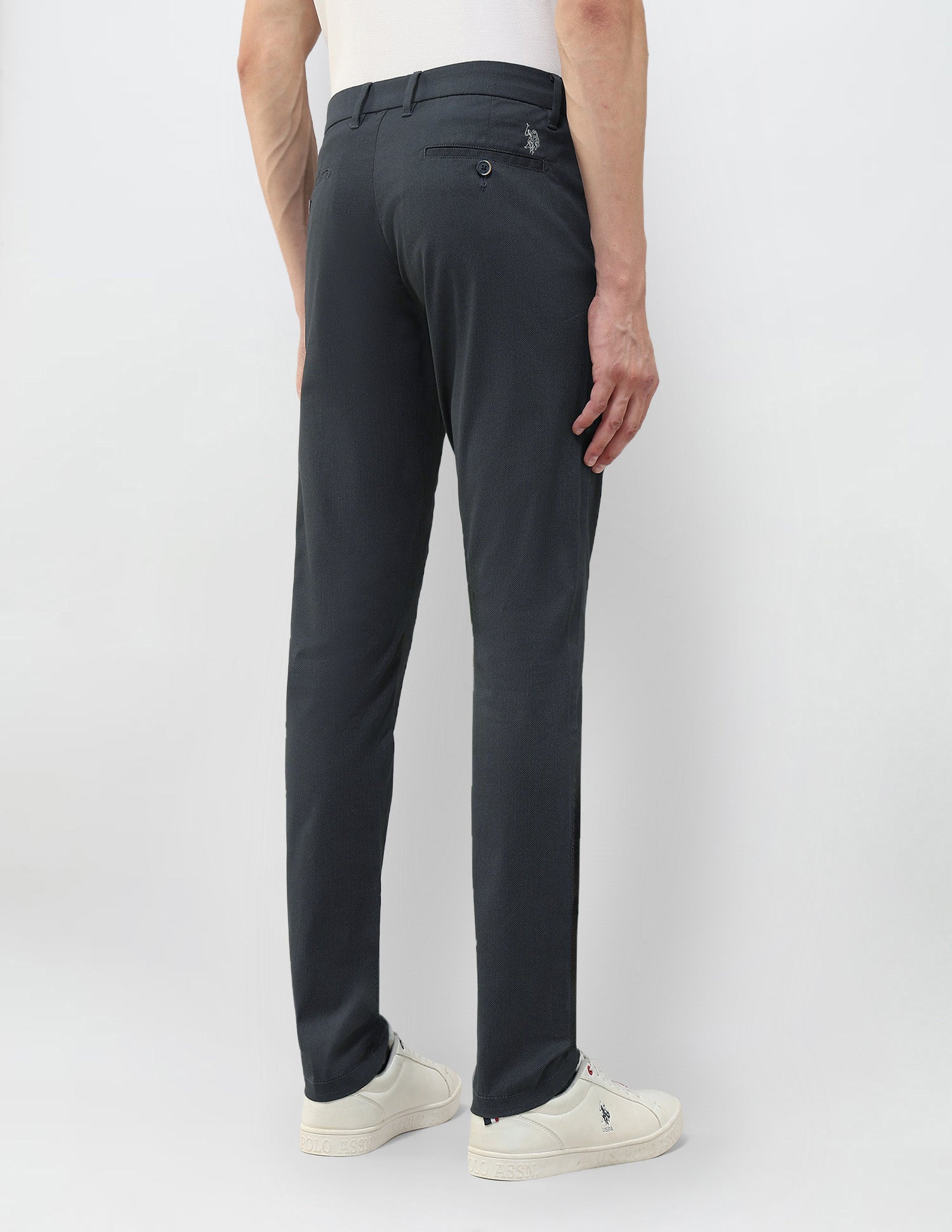 Textured Slim Fit Trousers Navy - U.S. POLO ASSN. | Large