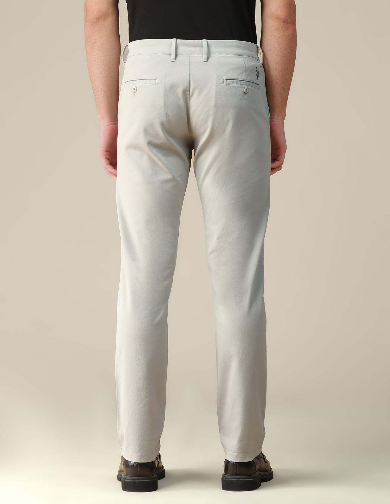 Denver slim fit Twill Trousers Light Grey - U.S. Polo Assn. India | Large
