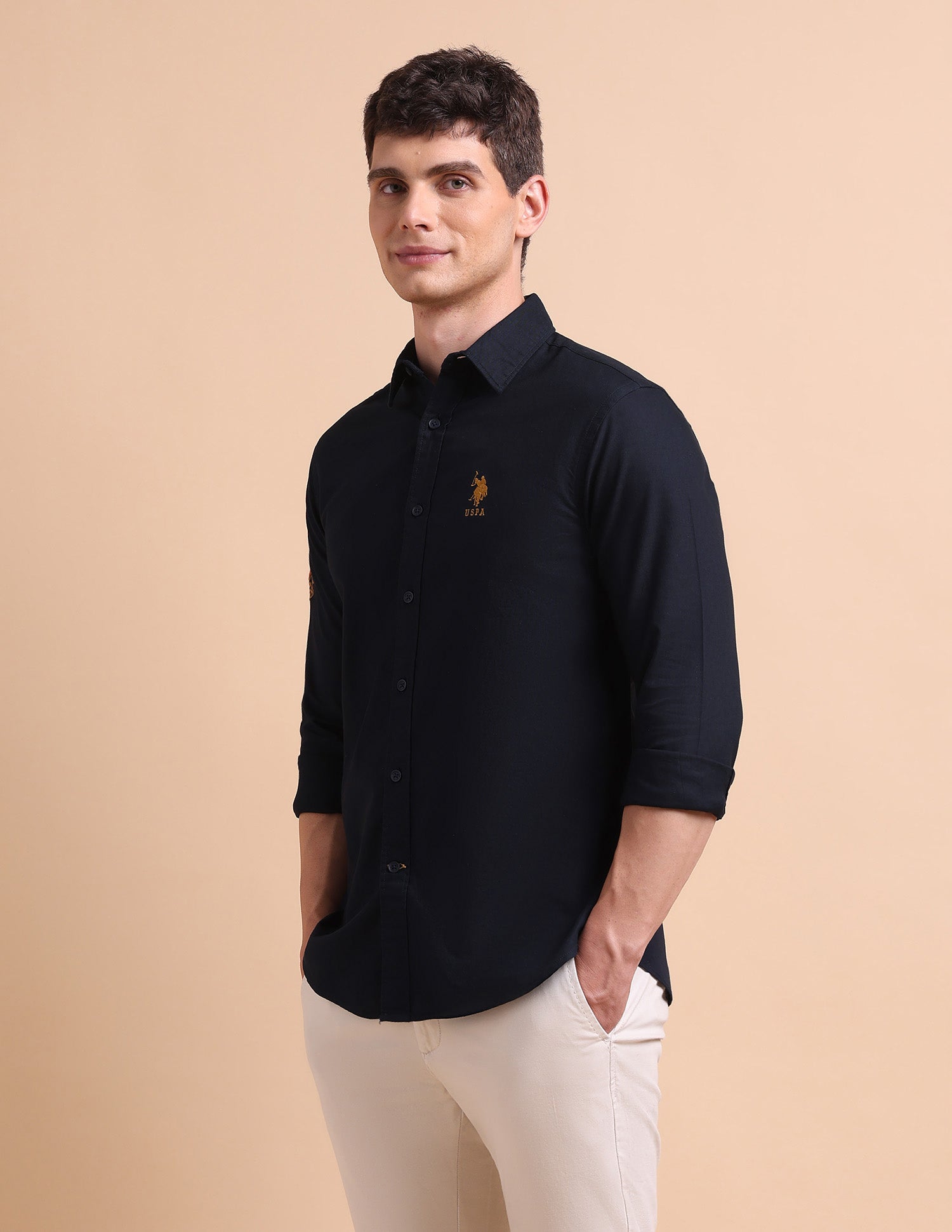 Pure Cotton Tailored Fit Oxford Shirt Navy - U.S. POLO ASSN. | Large