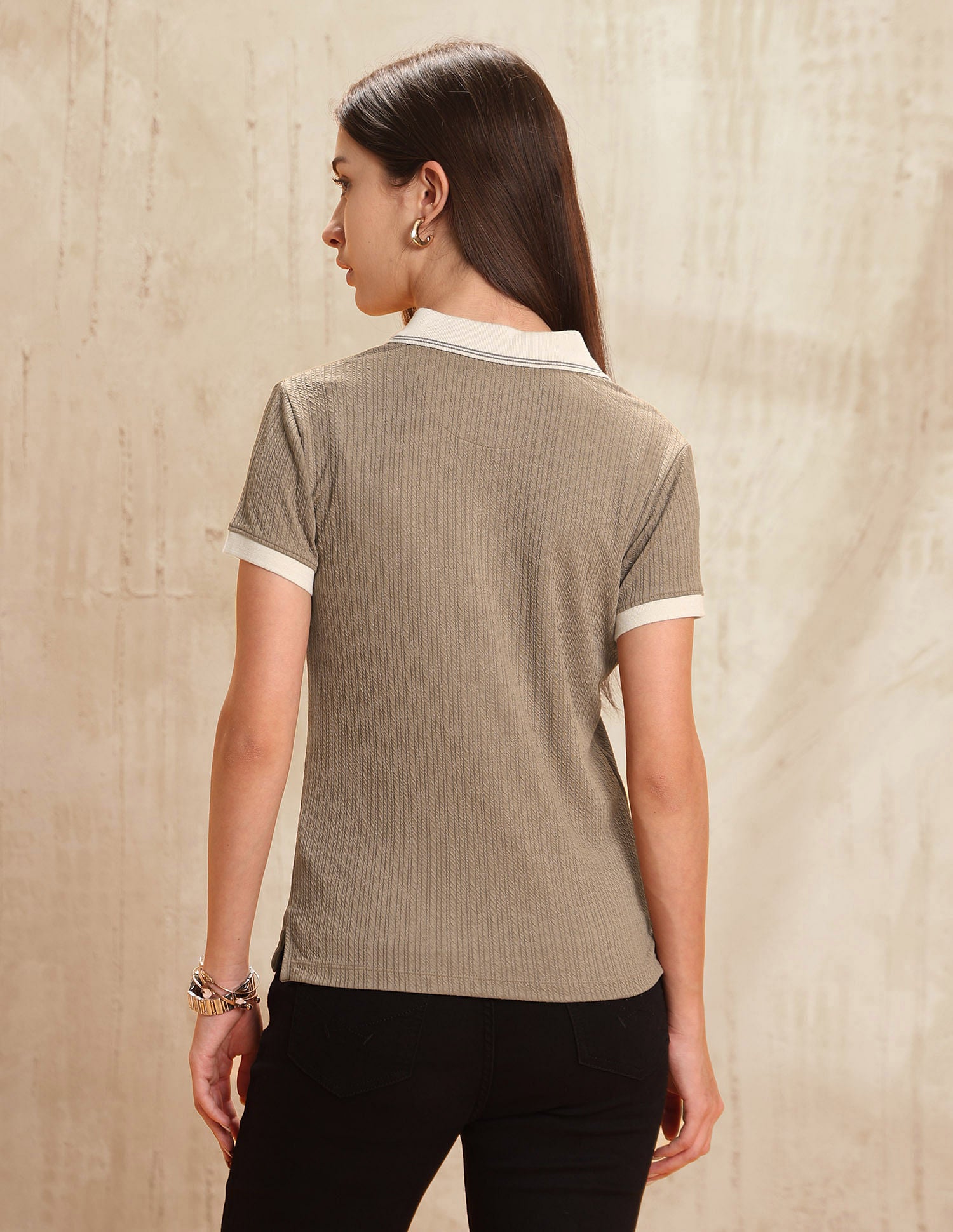 Regular Fit Textured Polo Shirt Light Brown - U.S. Polo Assn. India | Large