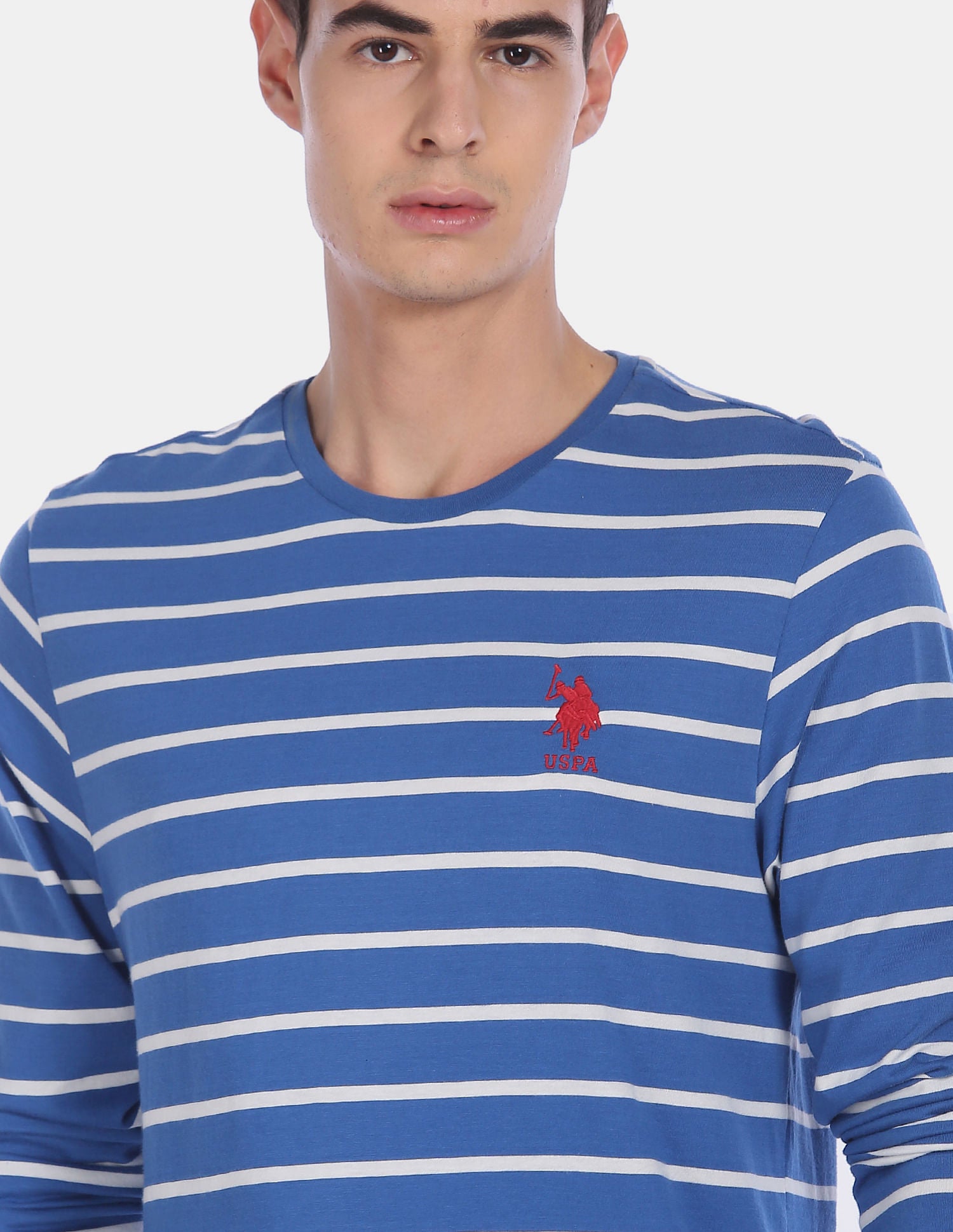 Comfort Fit Stripe Cotton I689 Lounge T-Shirt - Pack Of 1 Blue - U.S. POLO ASSN. | Large