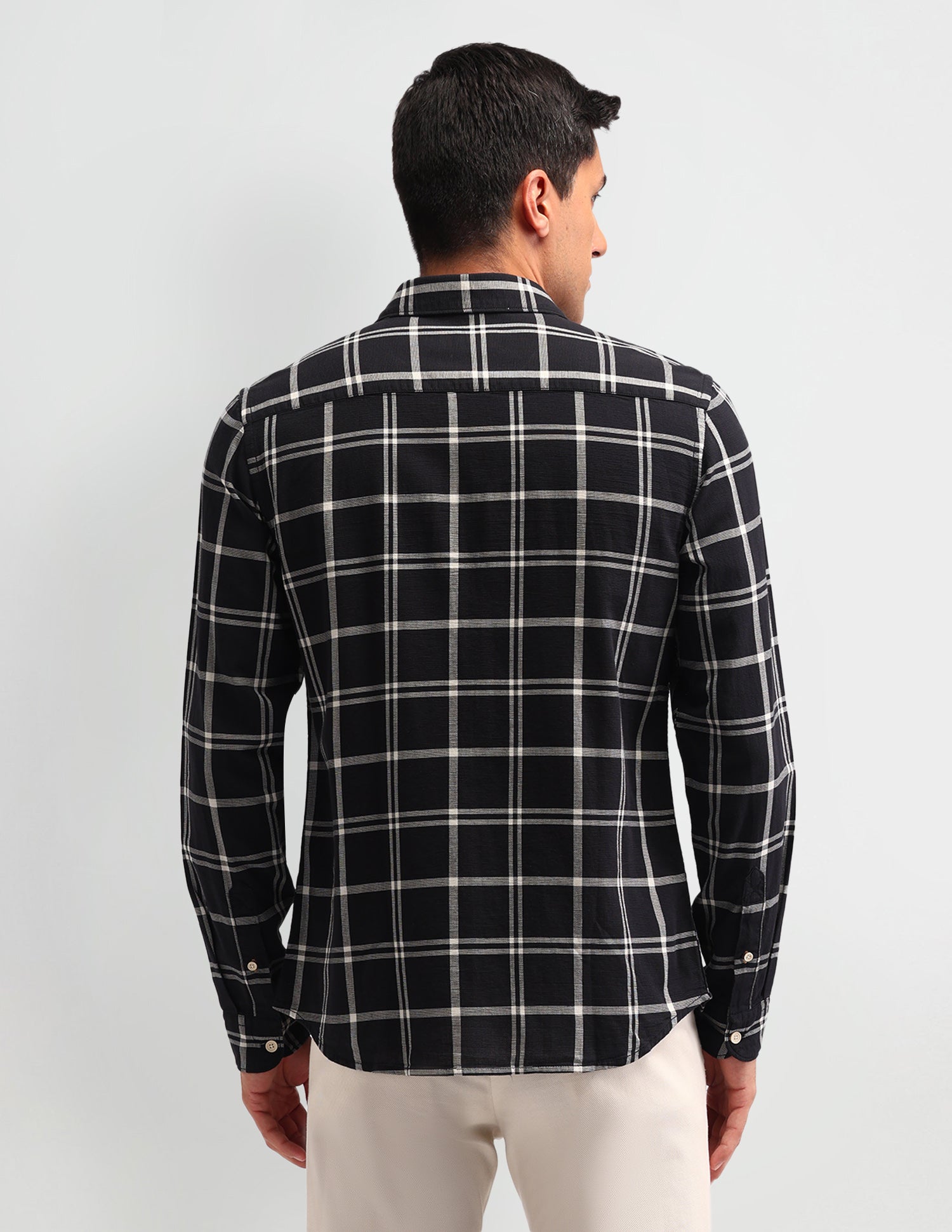 Windowpane Check Printed Slim Fit Shirt Black - U.S. Polo Assn. India | Large