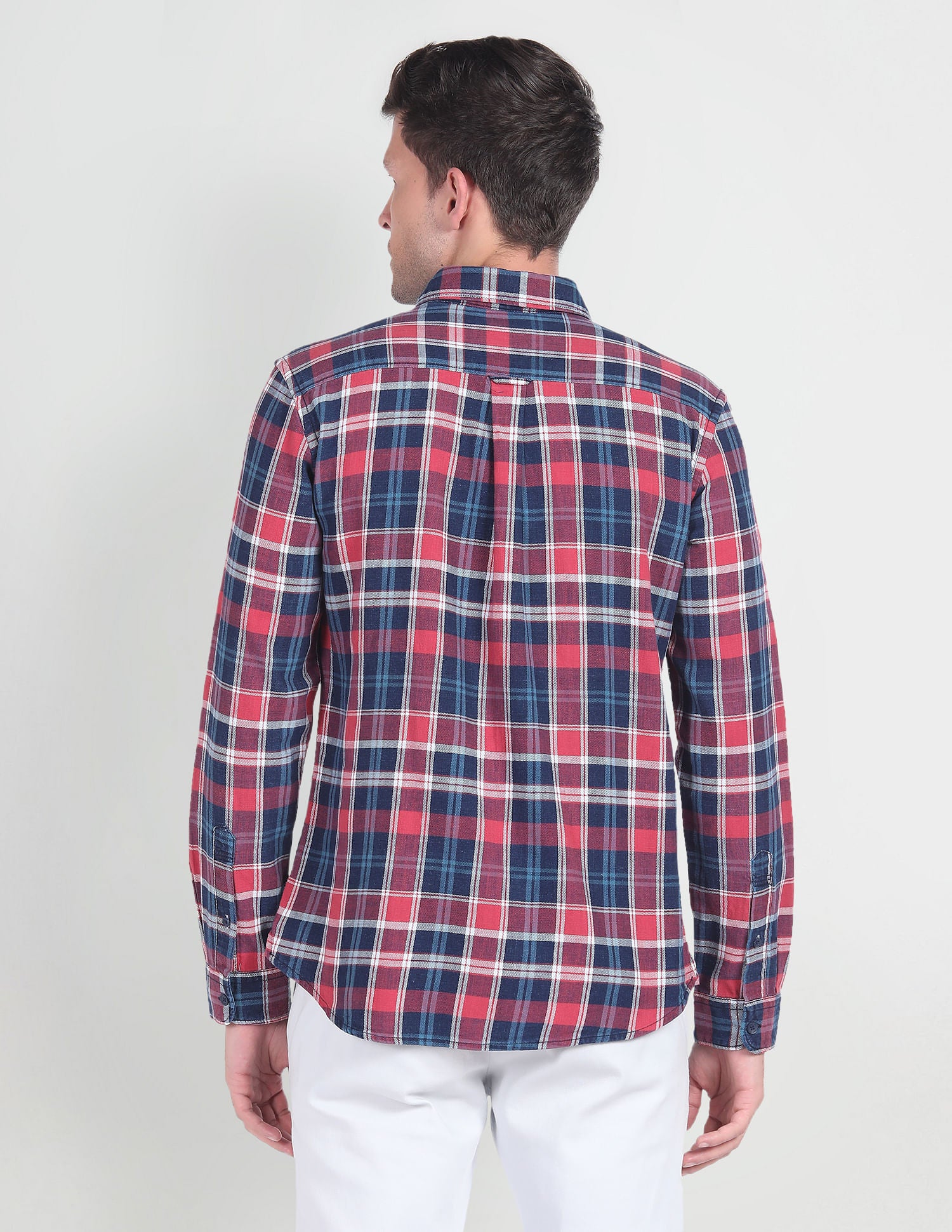 Plaid Check Slim Shirt Red and Navy - U.S. Polo Assn. India | Large