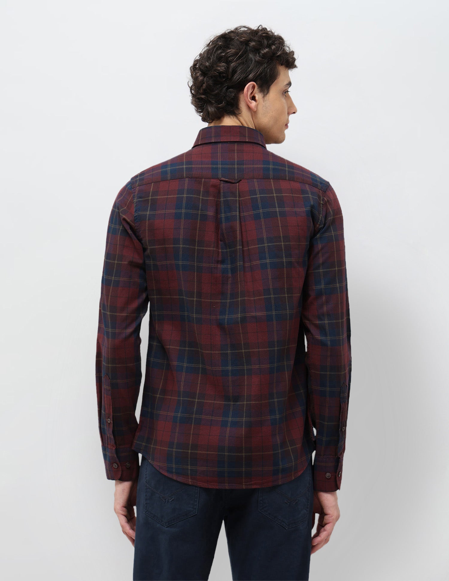 Tartan Checked Tailored Fit Shirt Maroon - U.S. Polo Assn. India | Large