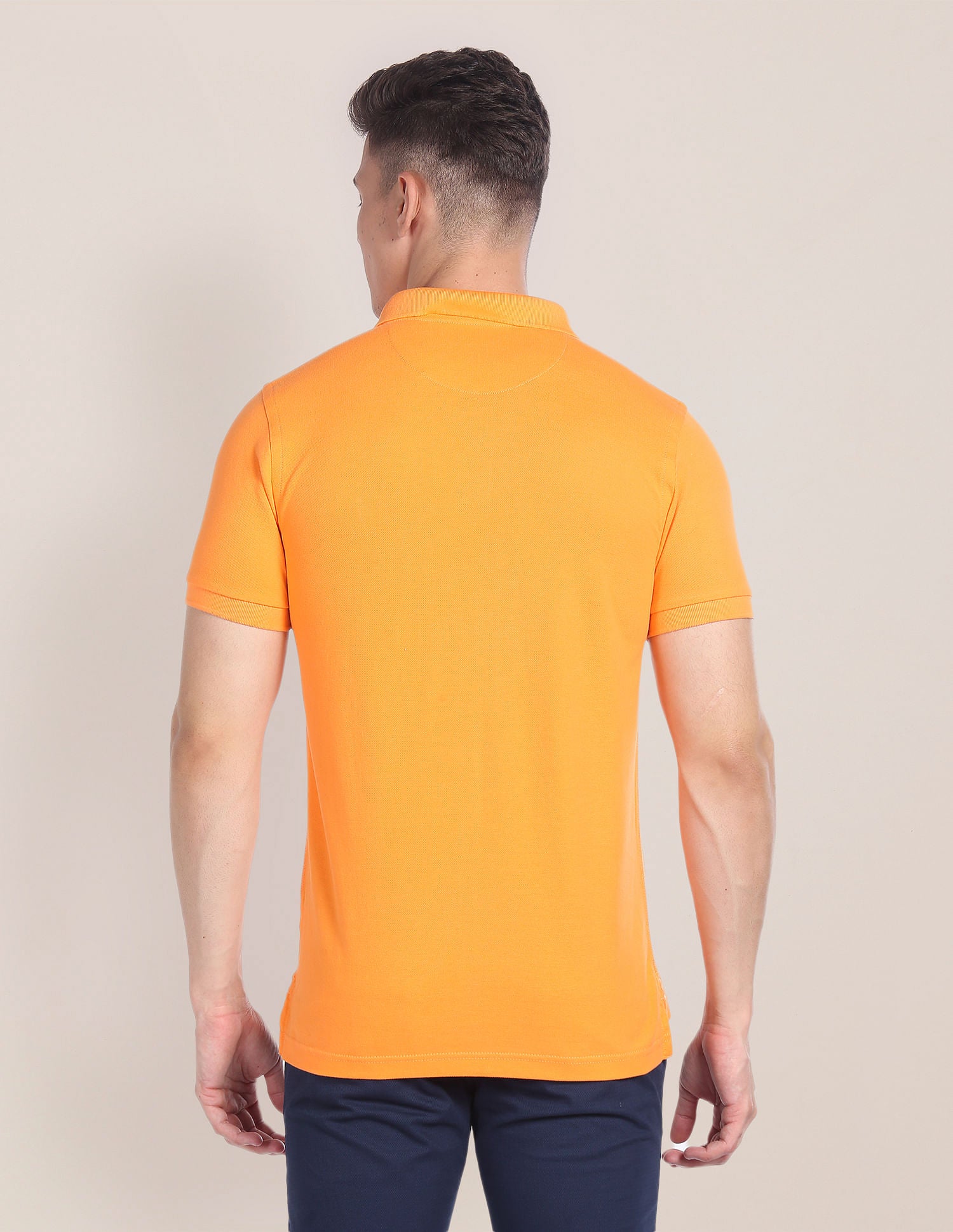 Cotton Solid Polo Shirt Light Orange - U.S. Polo Assn. India | Large