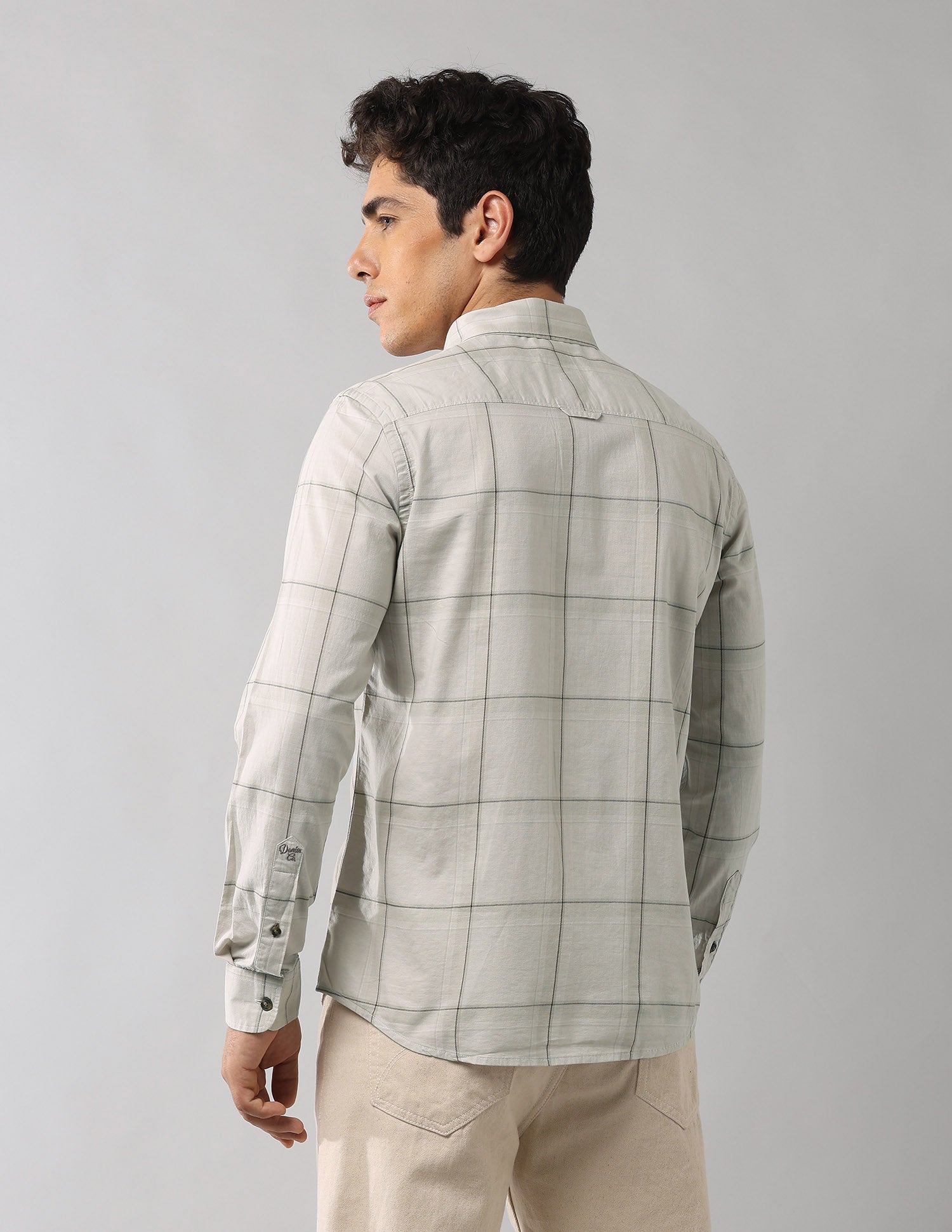 Regular Fit Windowpane Checked Shirt Khaki - U.S. Polo Assn. India | Large