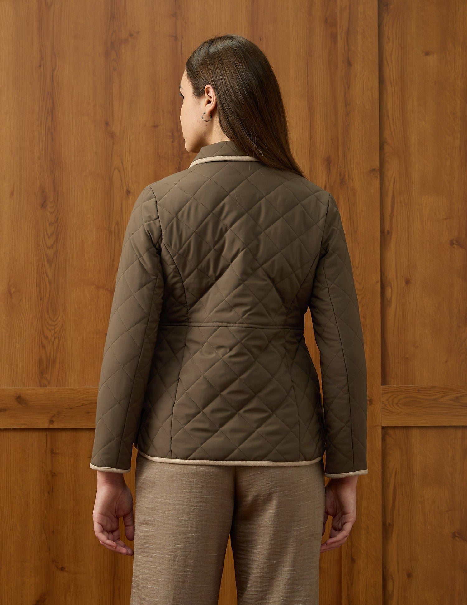 Solid Regular Fit Quilted Jacket Brown - U.S. POLO ASSN. | Large