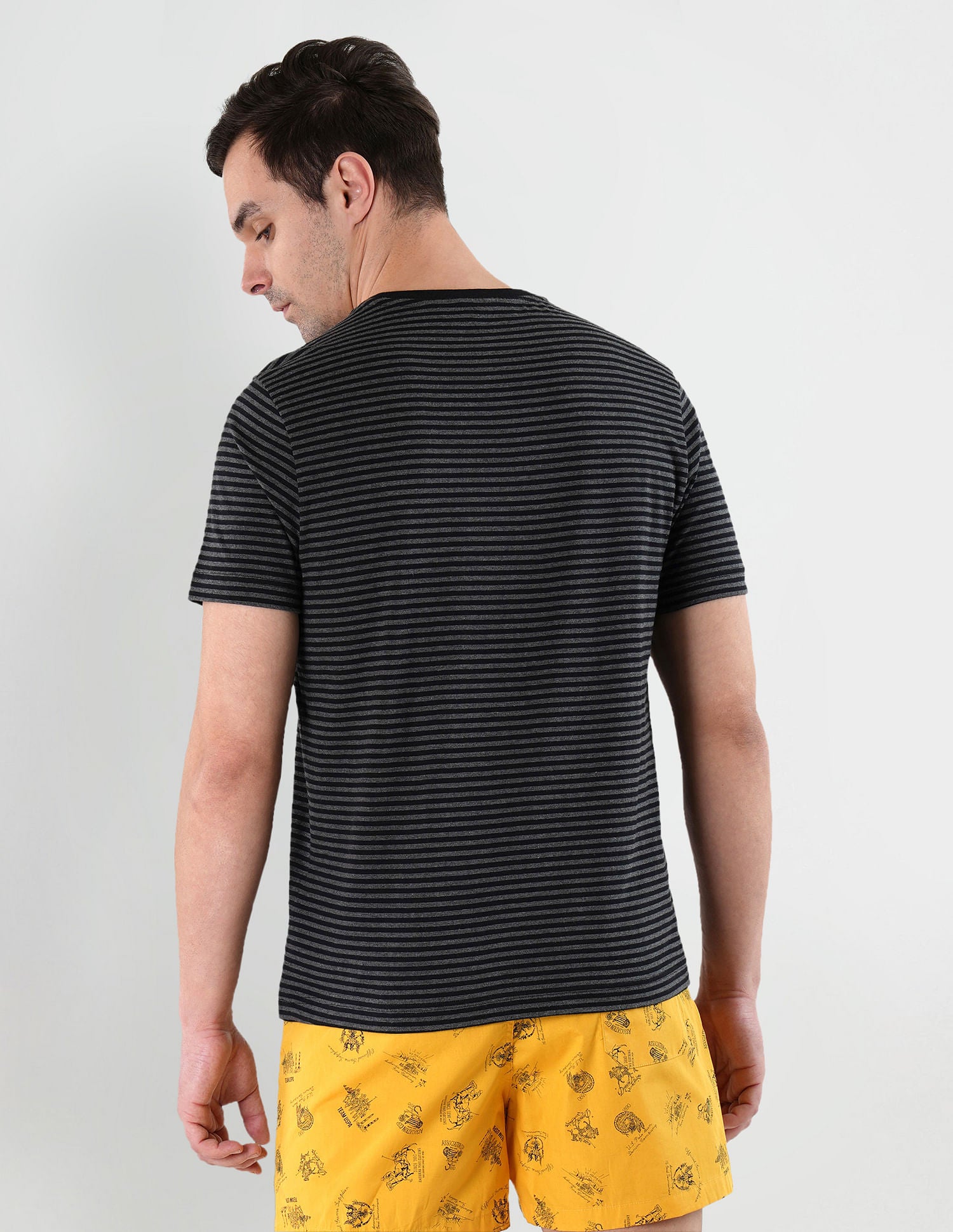 Yarn Dyed Stripe Cotton LE002 Lounge T-Shirt - Pack Of 1 Black and Grey - U.S. POLO ASSN. | Large