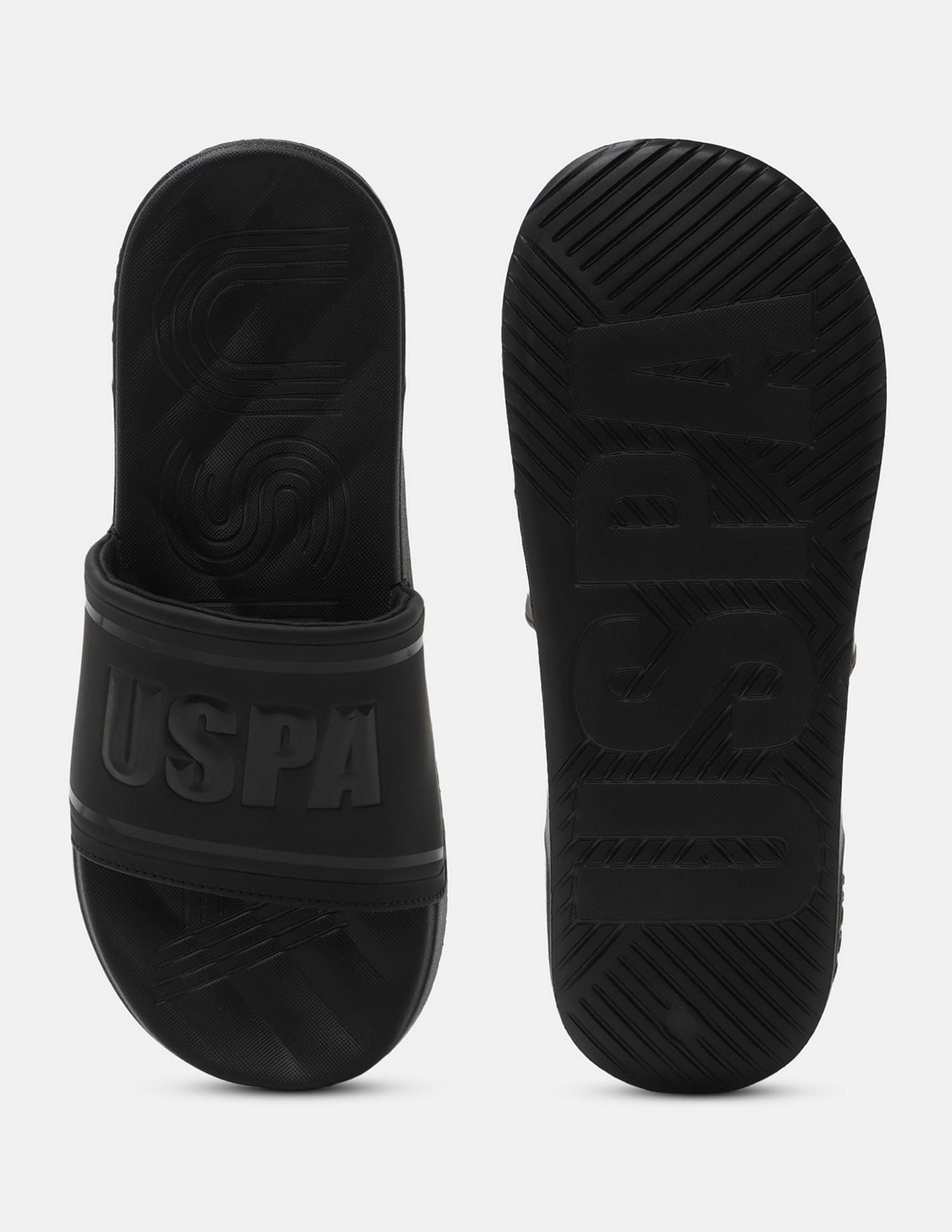 Men Brand Embossed Deja Blk Slippers Black - U.S. POLO ASSN. | Large