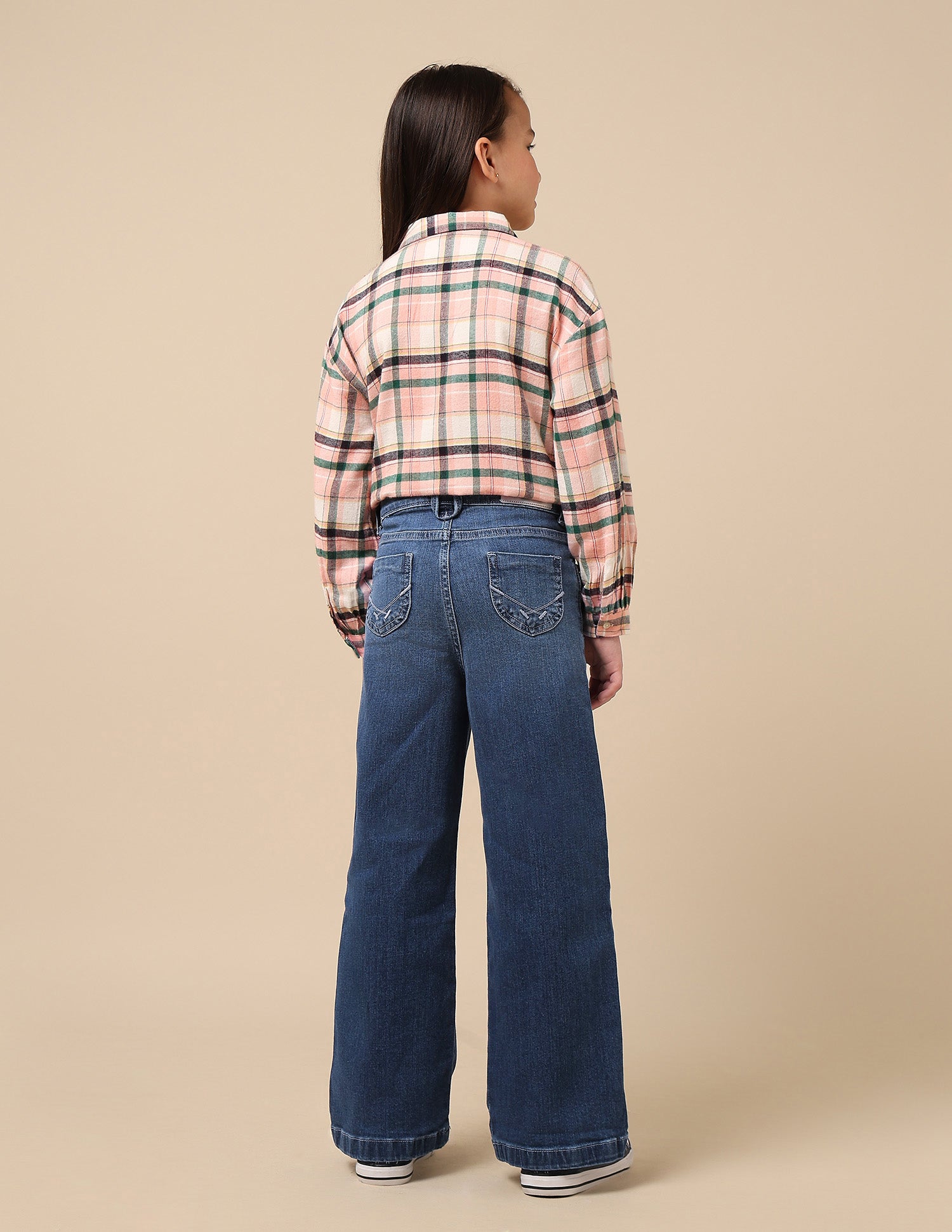 Girls Dyed Wide Leg Fit Jeans Blue - U.S. POLO ASSN. | Large