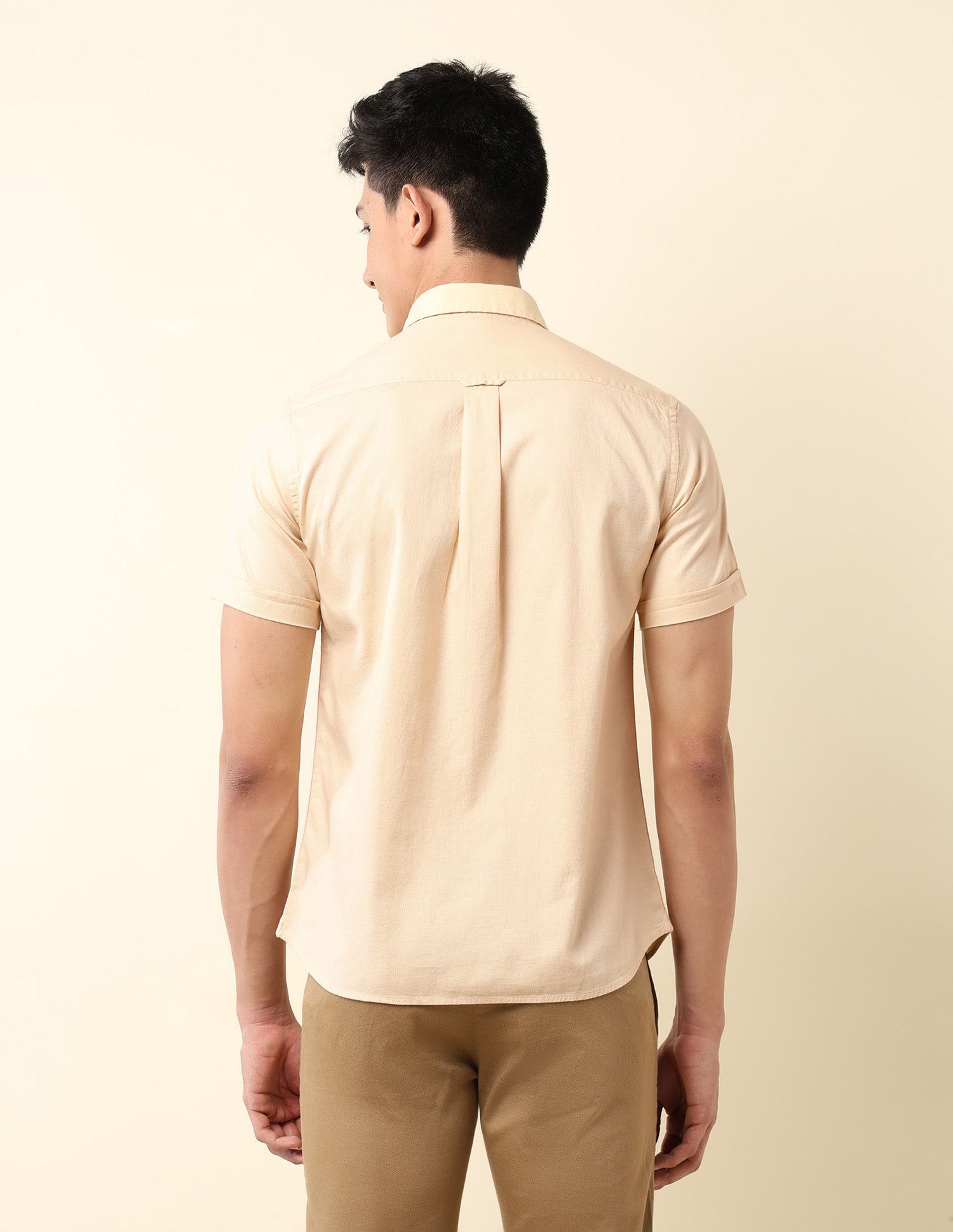 Pure Cotton Tailored Fit Dobby Shirt Yellow - U.S. Polo Assn. India | Large