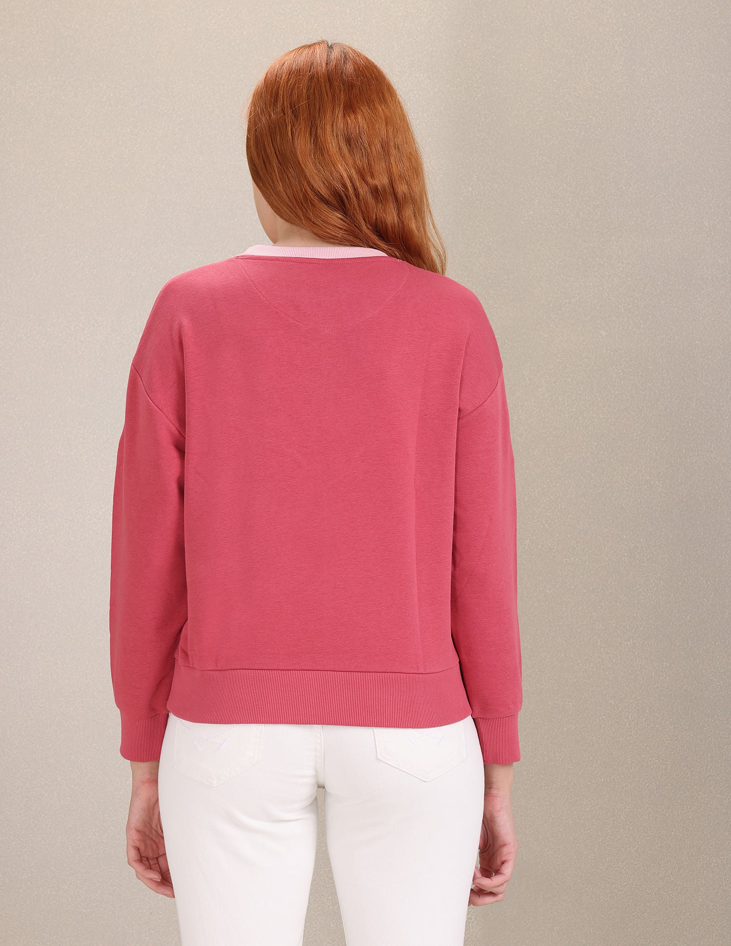 Crew Neck Colour Block Sweatshirt Mauve - U.S. Polo Assn. India | Large
