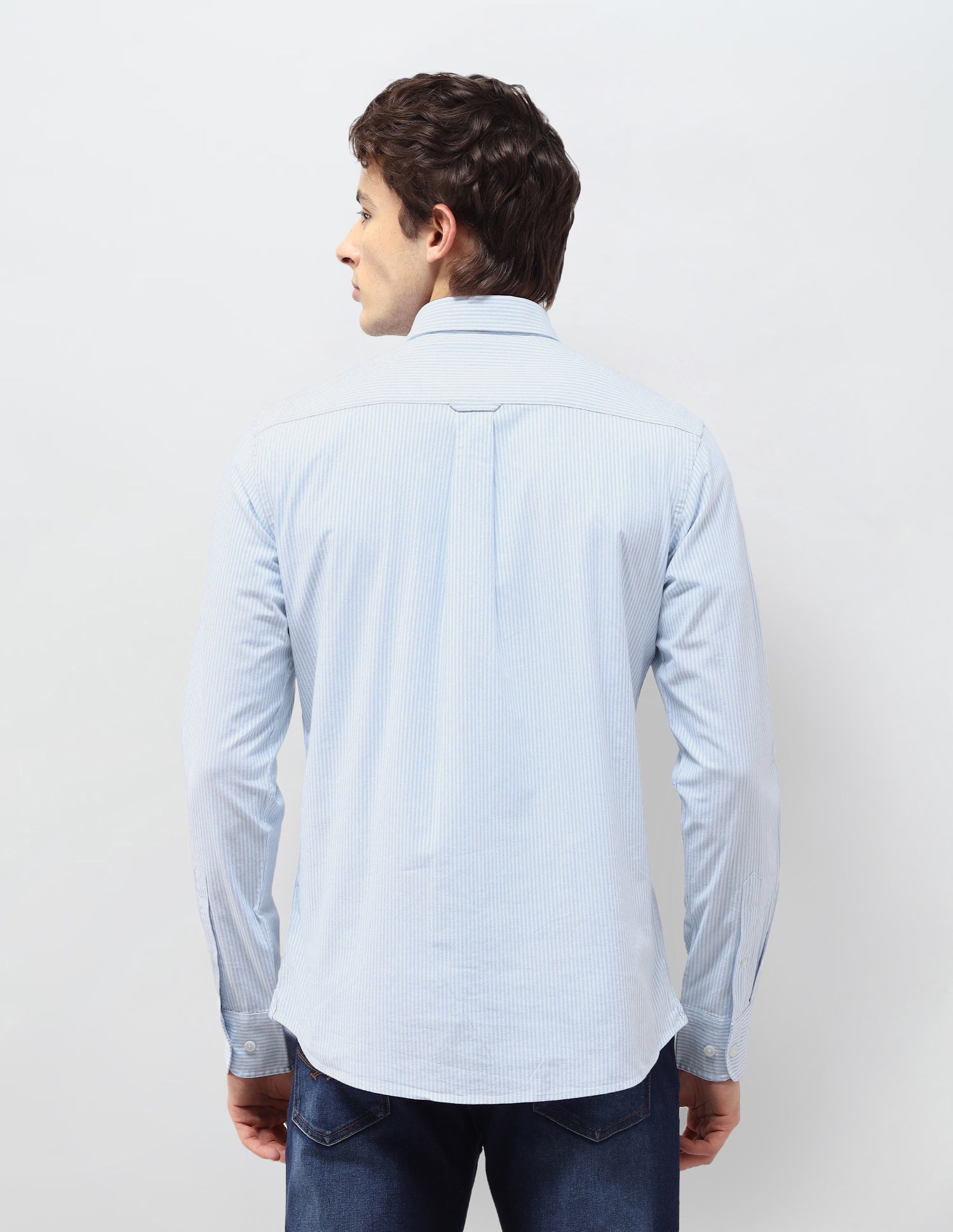 Vertical Striped Regular Fit Shirt Light Blue - U.S. Polo Assn. India | Large