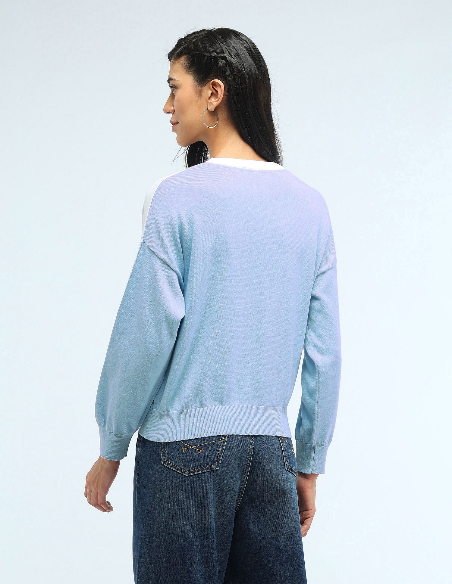 Coloublocked Logo Sweater Light Blue - U.S. POLO ASSN. | Large